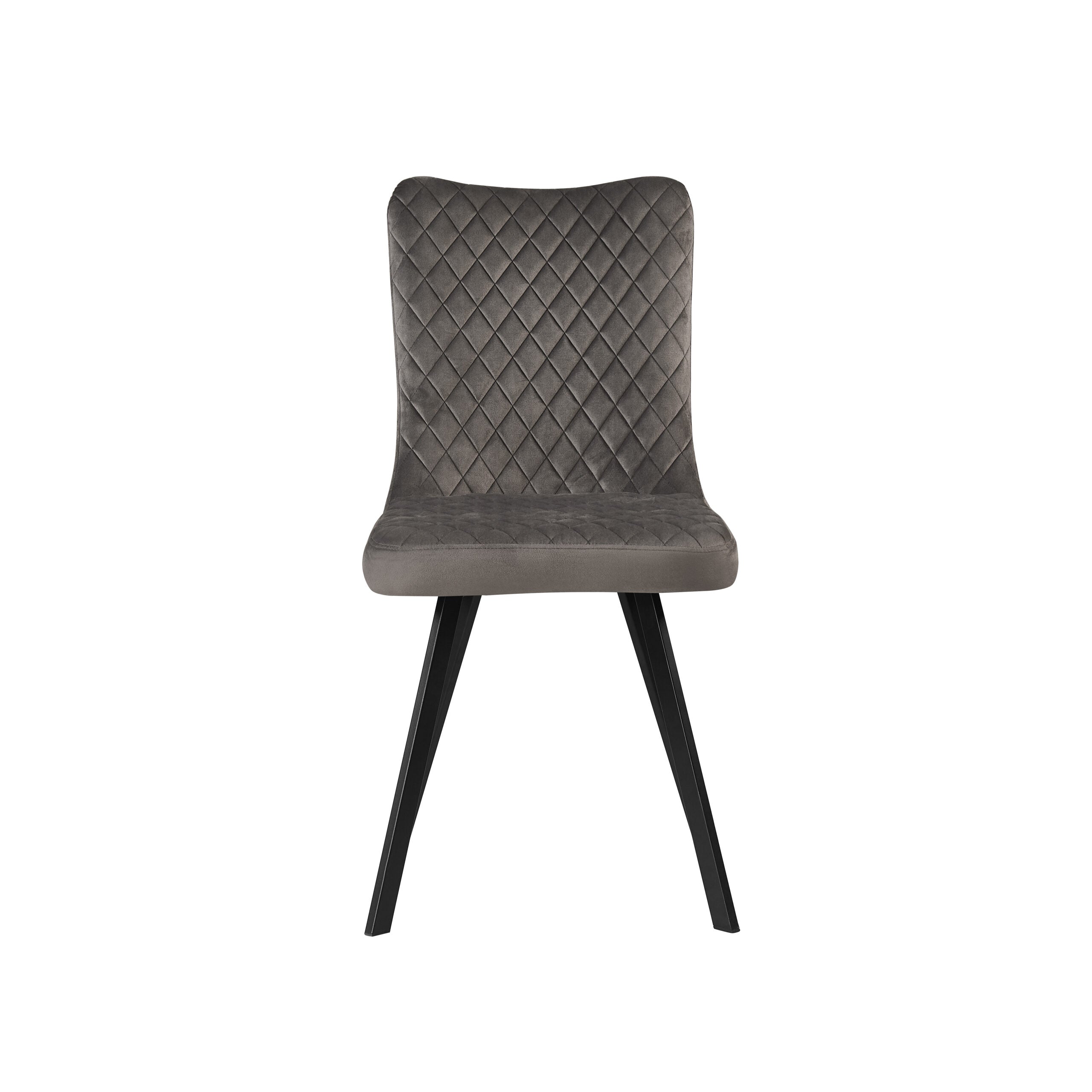 Grey Velvet Dining Chair With Black Metal Legs