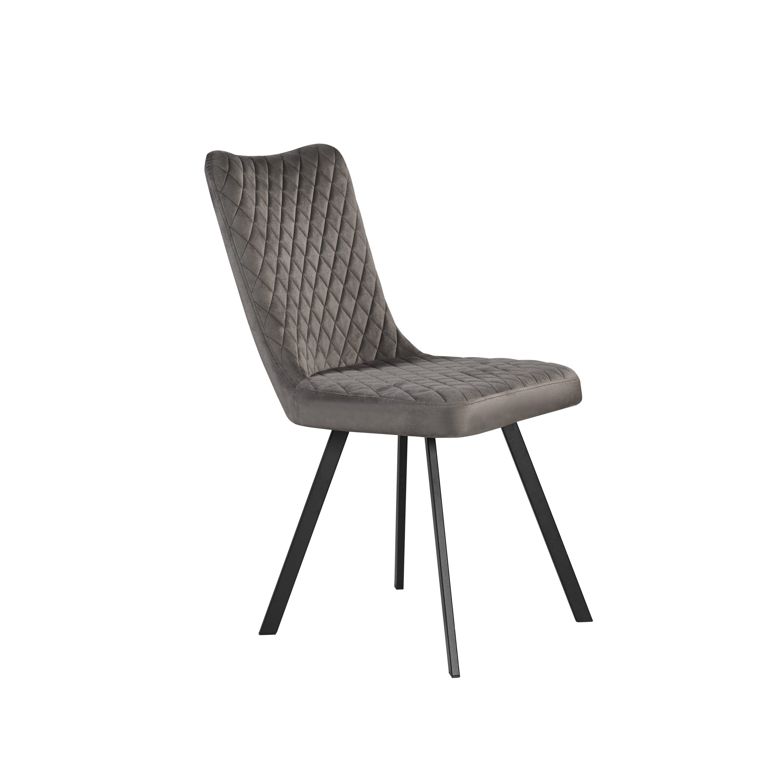 Grey Velvet Dining Chair With Black Metal Legs