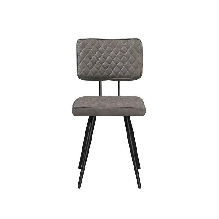 Light Grey Velvet Dining Chair With Black Metal Legs