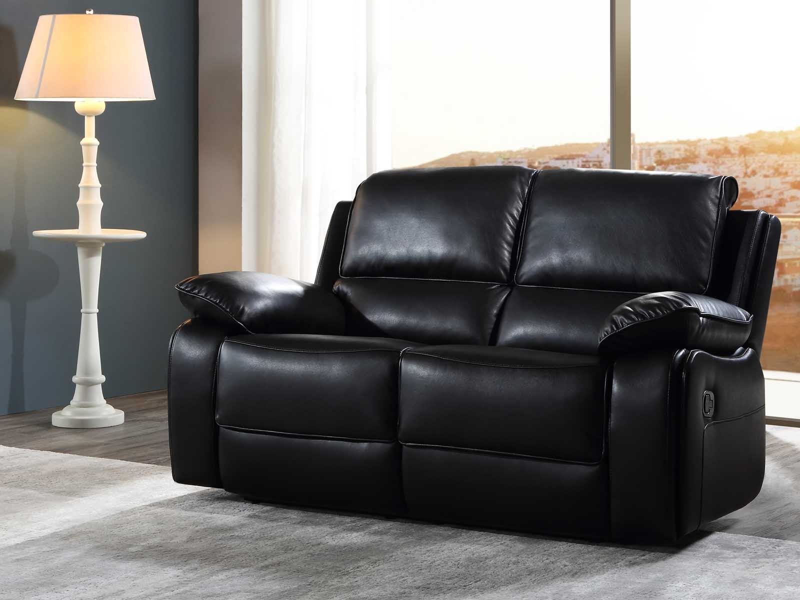 Holden Leather Sofa Black Recliner 3+2