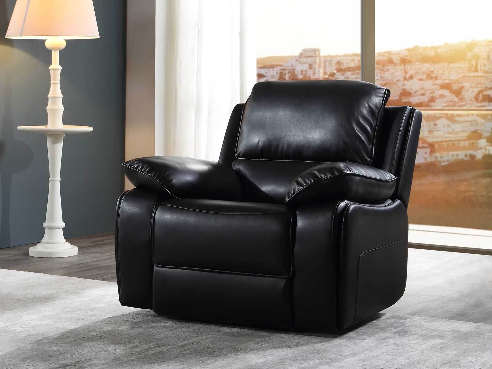 Holden Leather Sofa Black Recliner 3+2