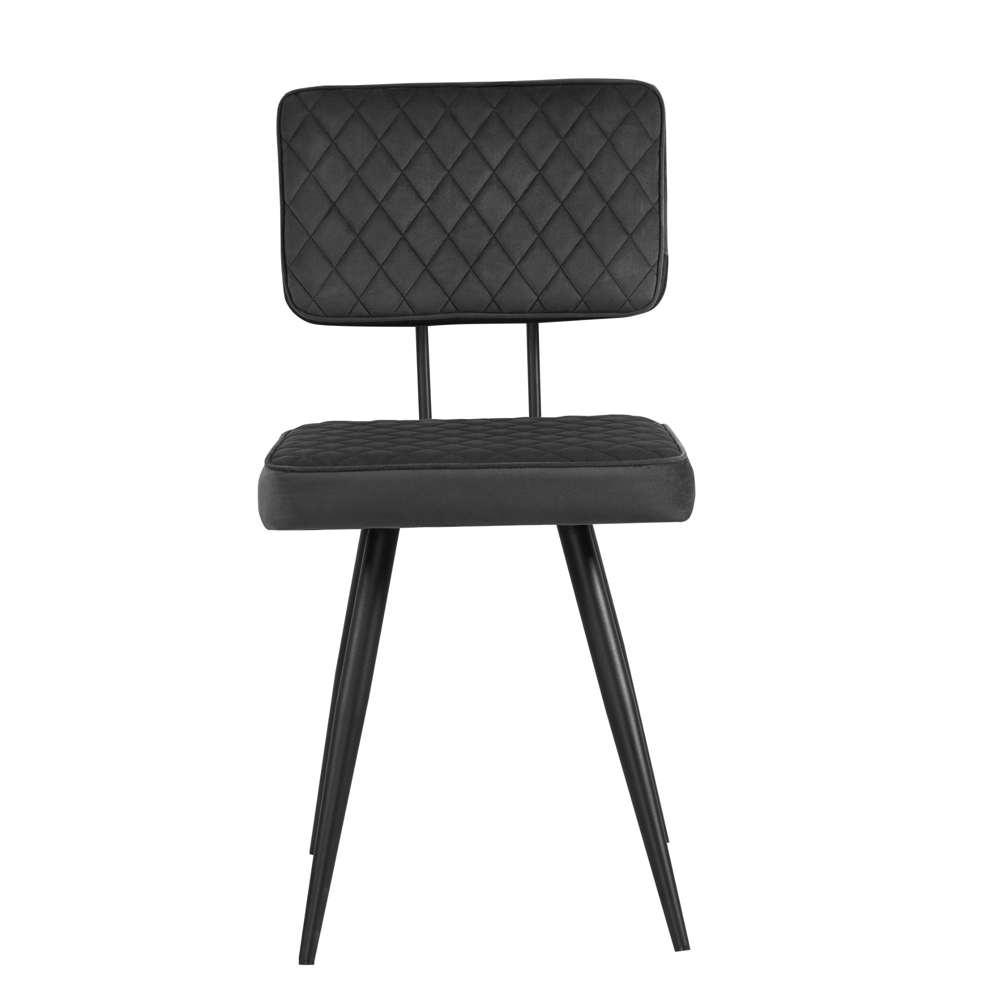 Ezra - Dark Grey - Faux Leather - Black Metal Leg - Dining Chairs