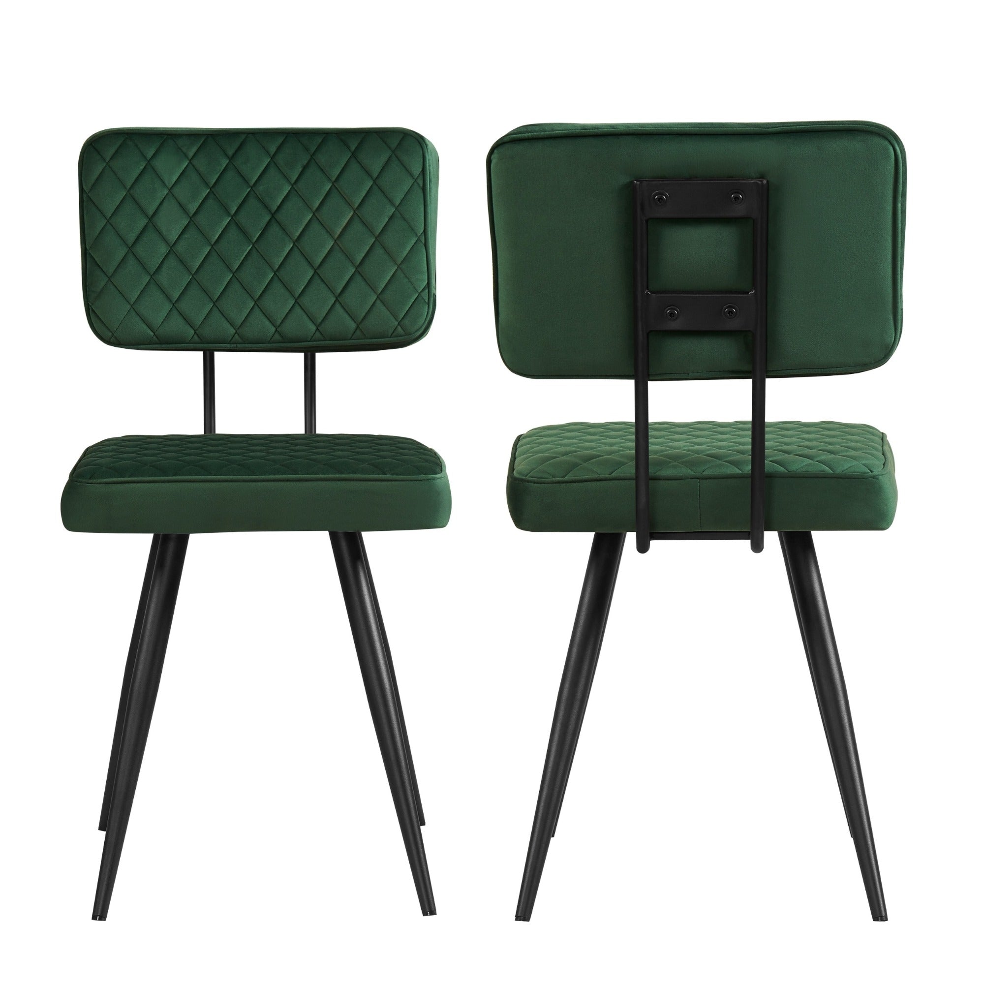 Ezra - Green - Velvet - Black Metal Leg - Dining Chairs