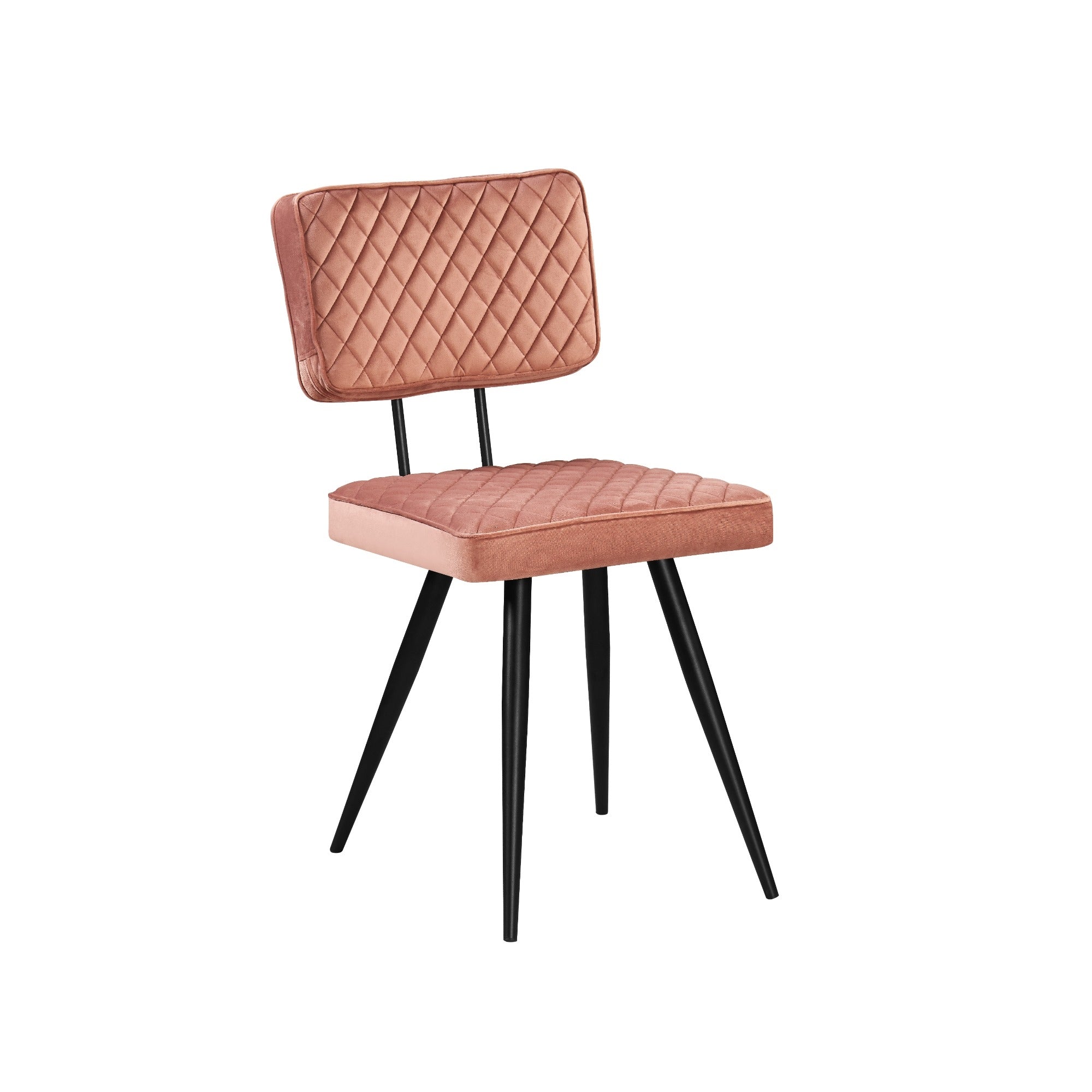 Ezra - Pink - Velvet - Black Metal Leg - Dining Chairs