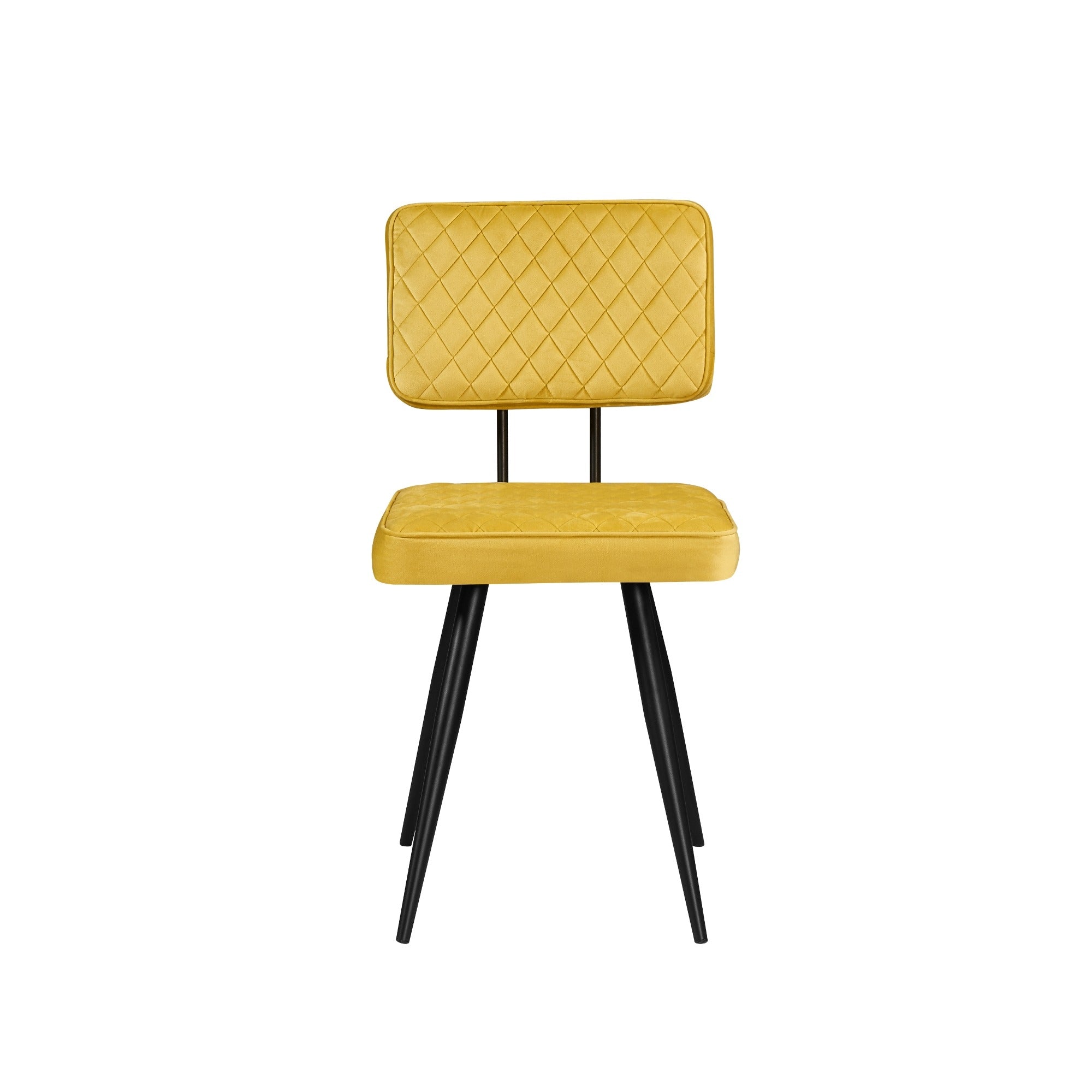 Ezra - Yellow - Velvet - Black Metal Leg - Dining Chairs