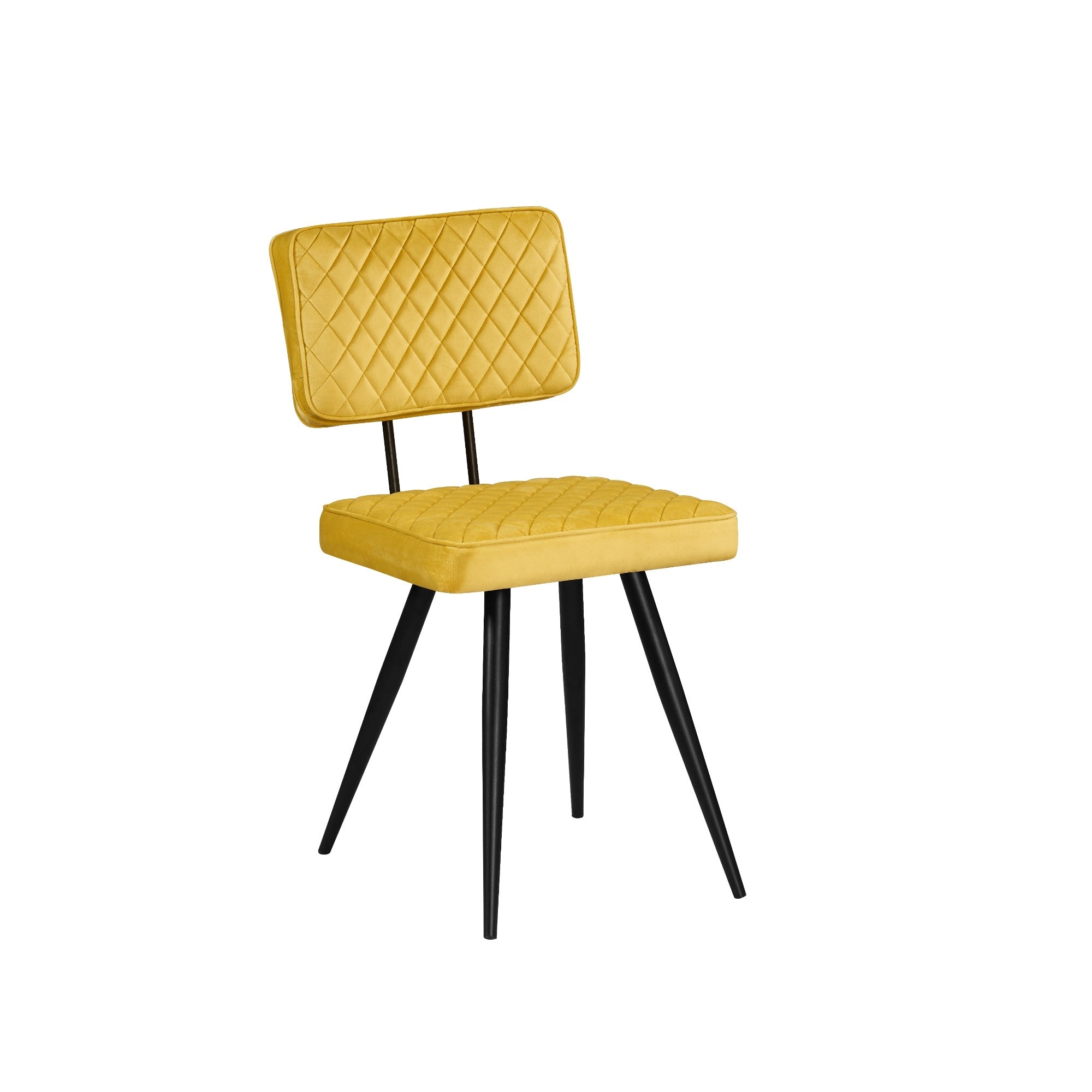 Ezra - Yellow - Velvet - Black Metal Leg - Dining Chairs