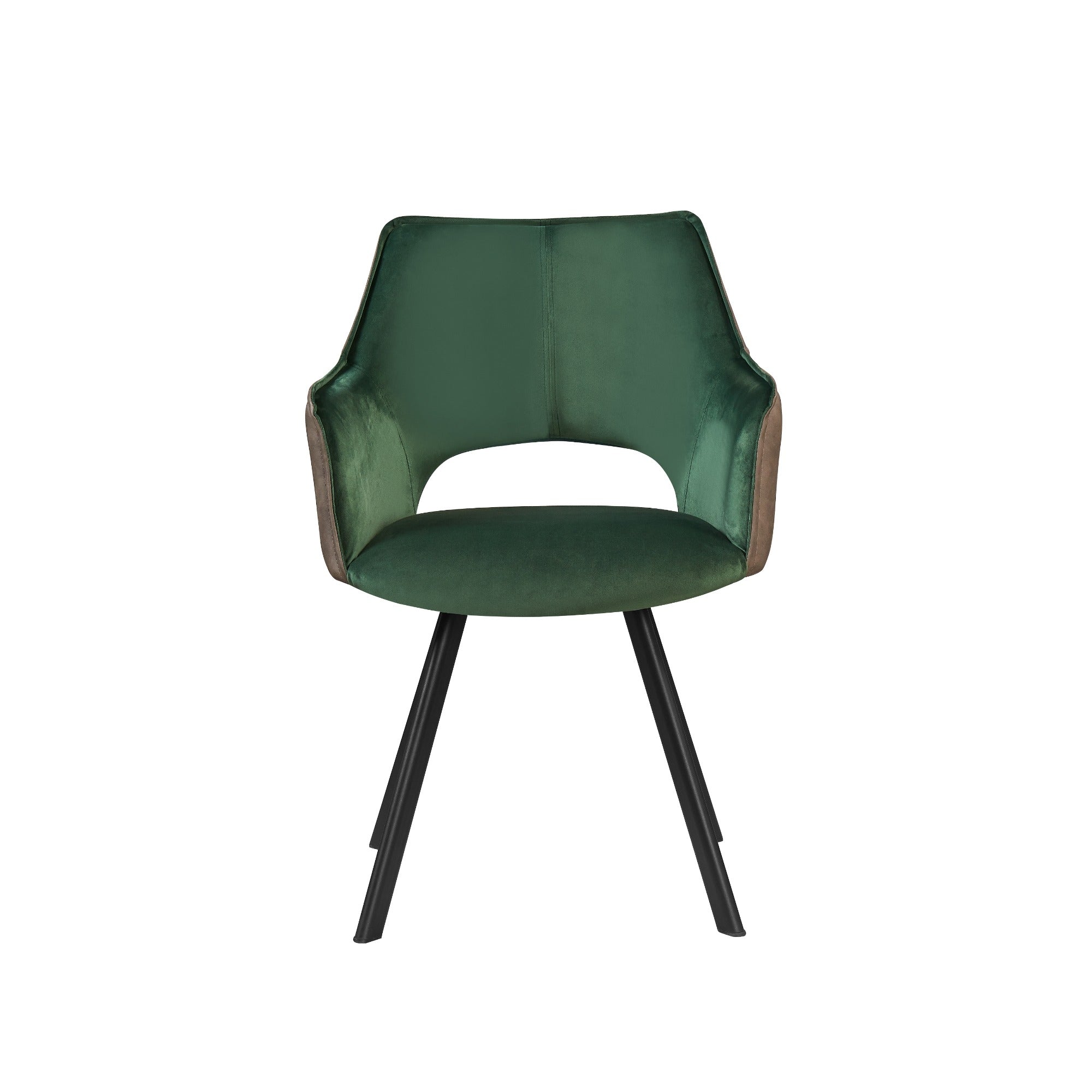 Light Grey / Green 2-Tone - Faux Leather / Velvet - Black Metal Leg - Dining Chairs