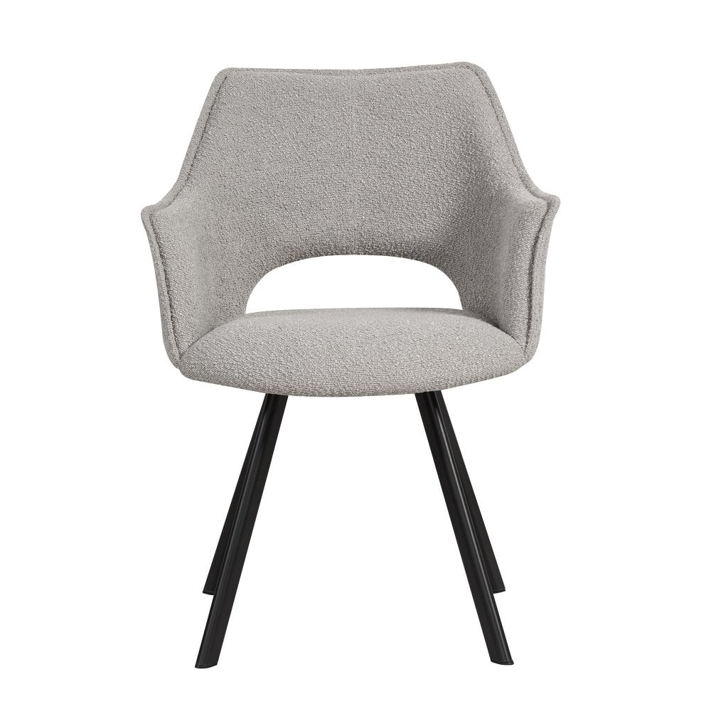 Ellie Dining Chair - Light Grey Boucle BLACK METAL LEGS | LUXURIOUS FABRIC | DINING CHAIR