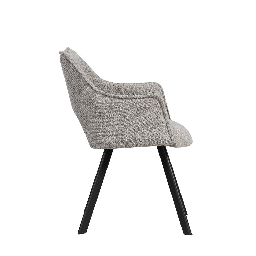 Ellie Dining Chair - Light Grey Boucle BLACK METAL LEGS | LUXURIOUS FABRIC | DINING CHAIR