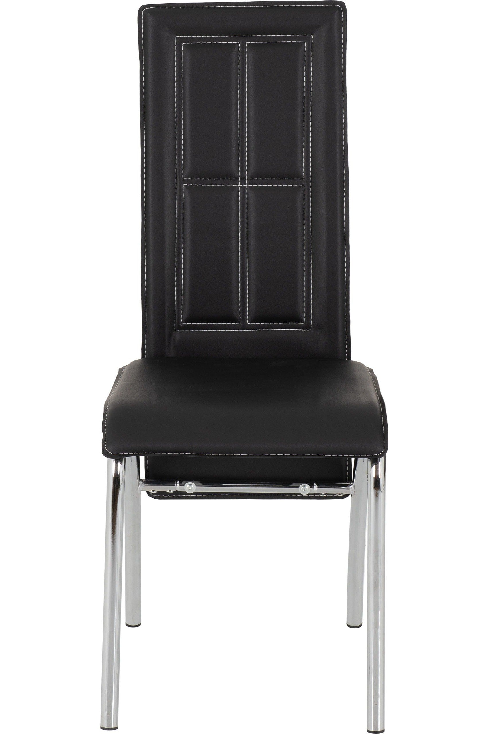 A3 DINING CHAIR (X2 PER BOX) - BLACK PVC/CHROME