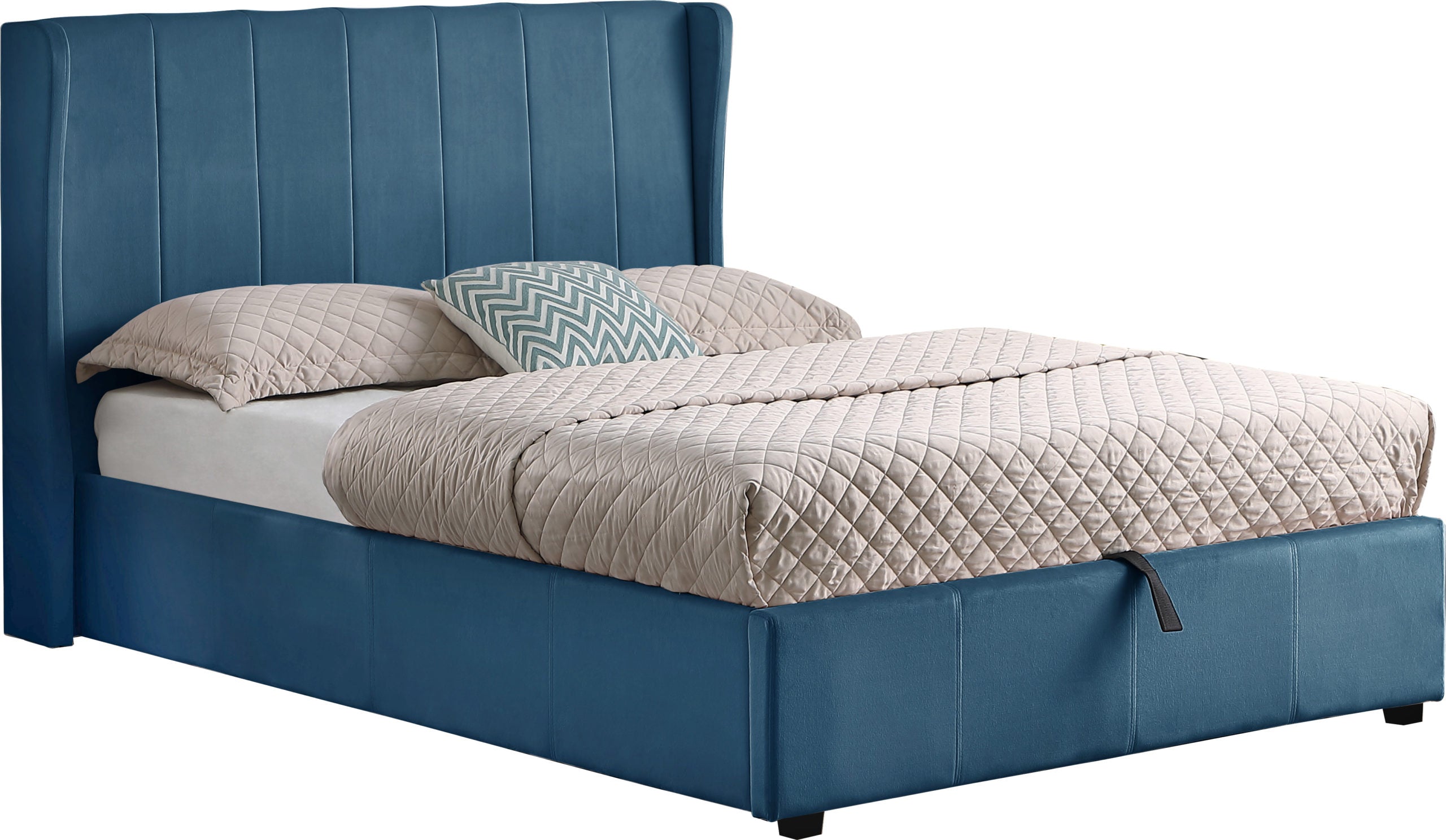 AMELIA 5' PLUS BED - BLUE VELVET FABRIC