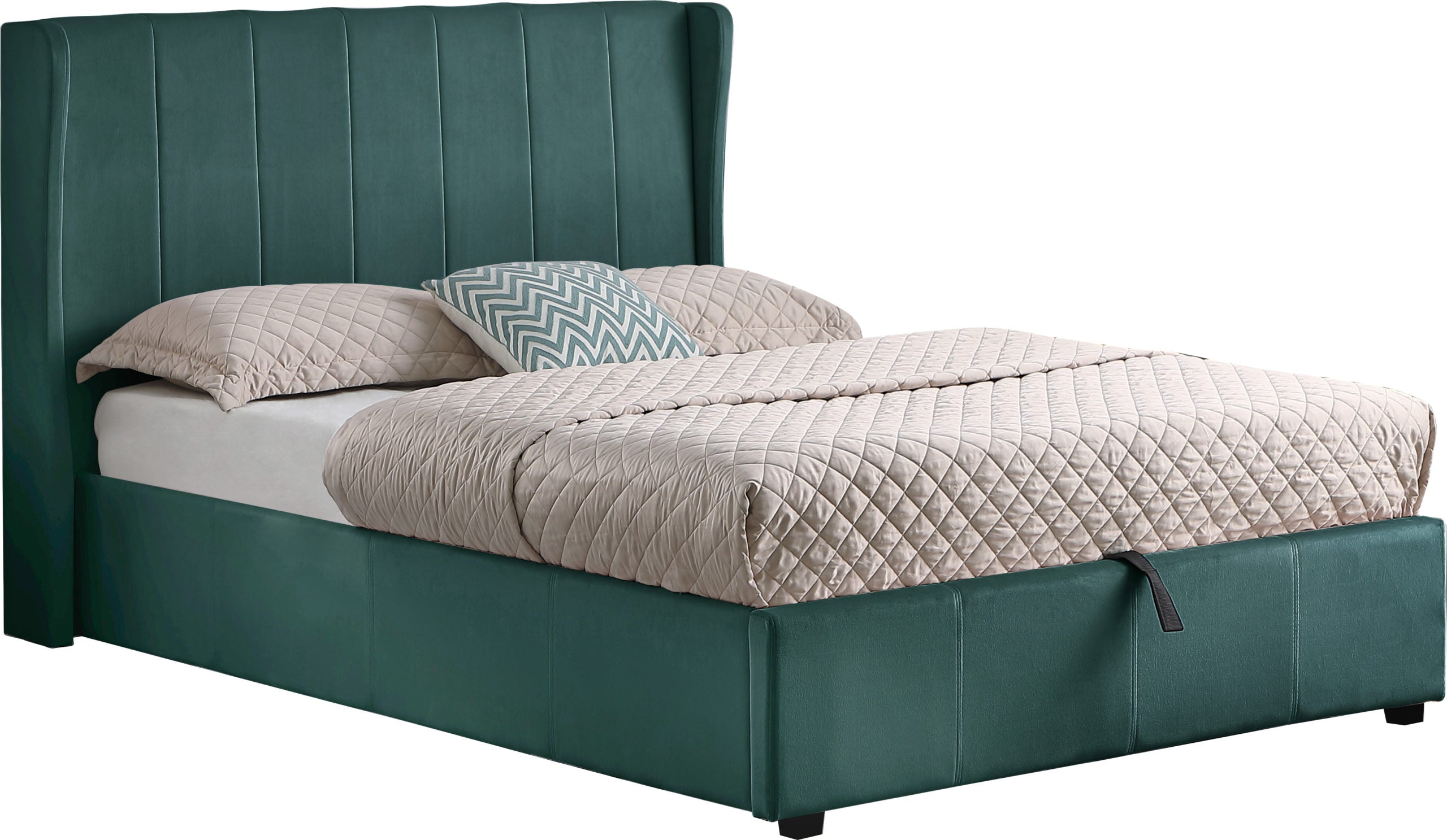 AMELIA 5' PLUS BED - GREEN VELVET FABRIC