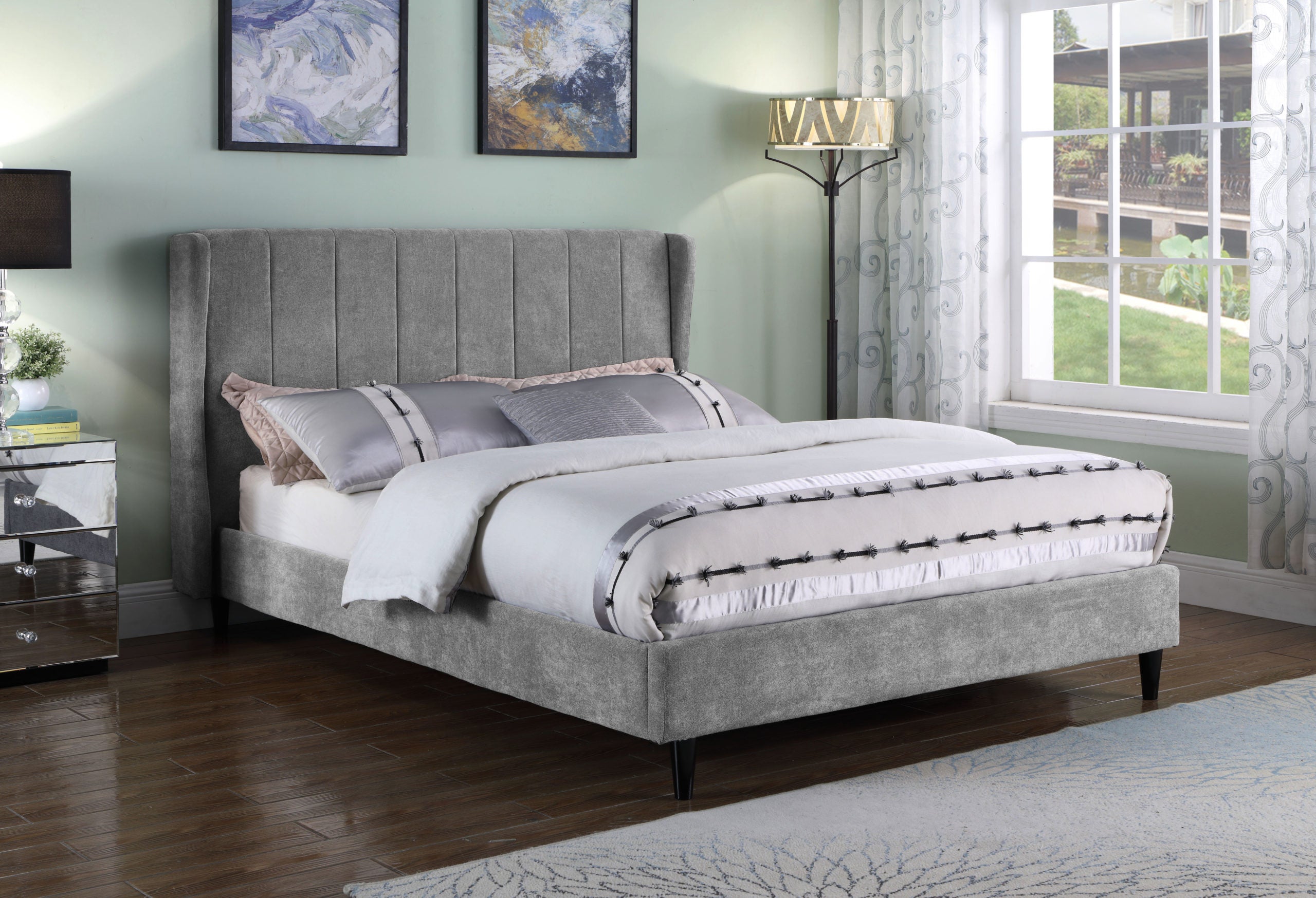 AMELIA 5' BED - DARK GREY FABRIC