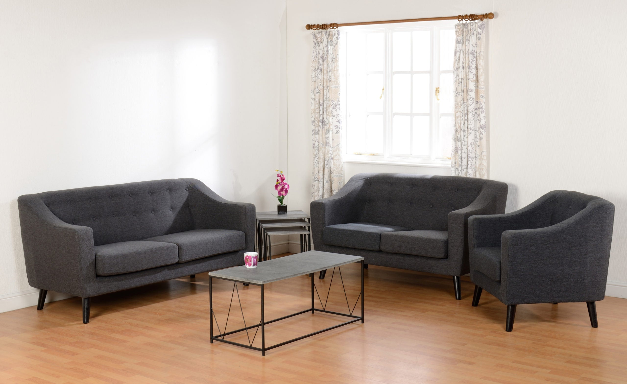 ASHLEY 3 SEATER SOFA - DARK GREY