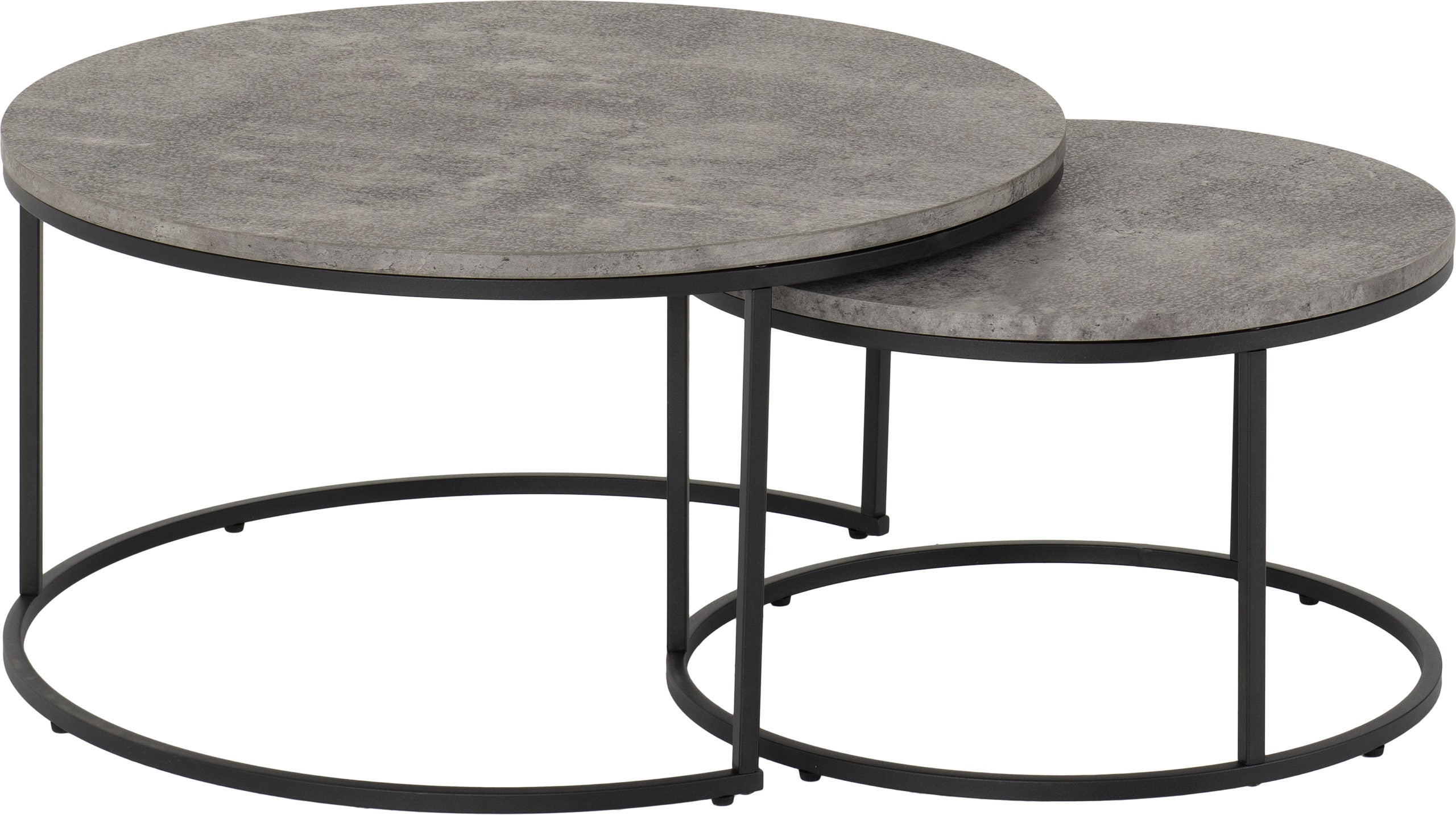 ATHENS ROUND COFFEE TABLE SET - CONCRETE EFFECT