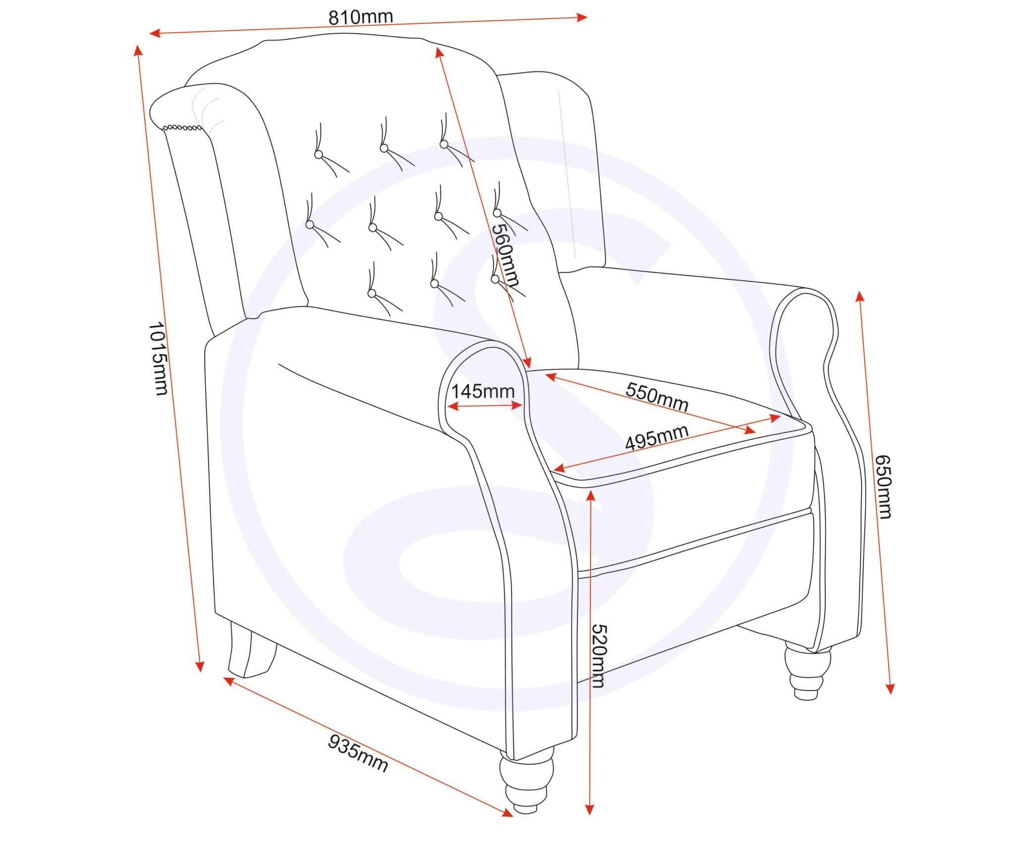 BALMORAL RECLINING CHAIR - GREY FABRIC