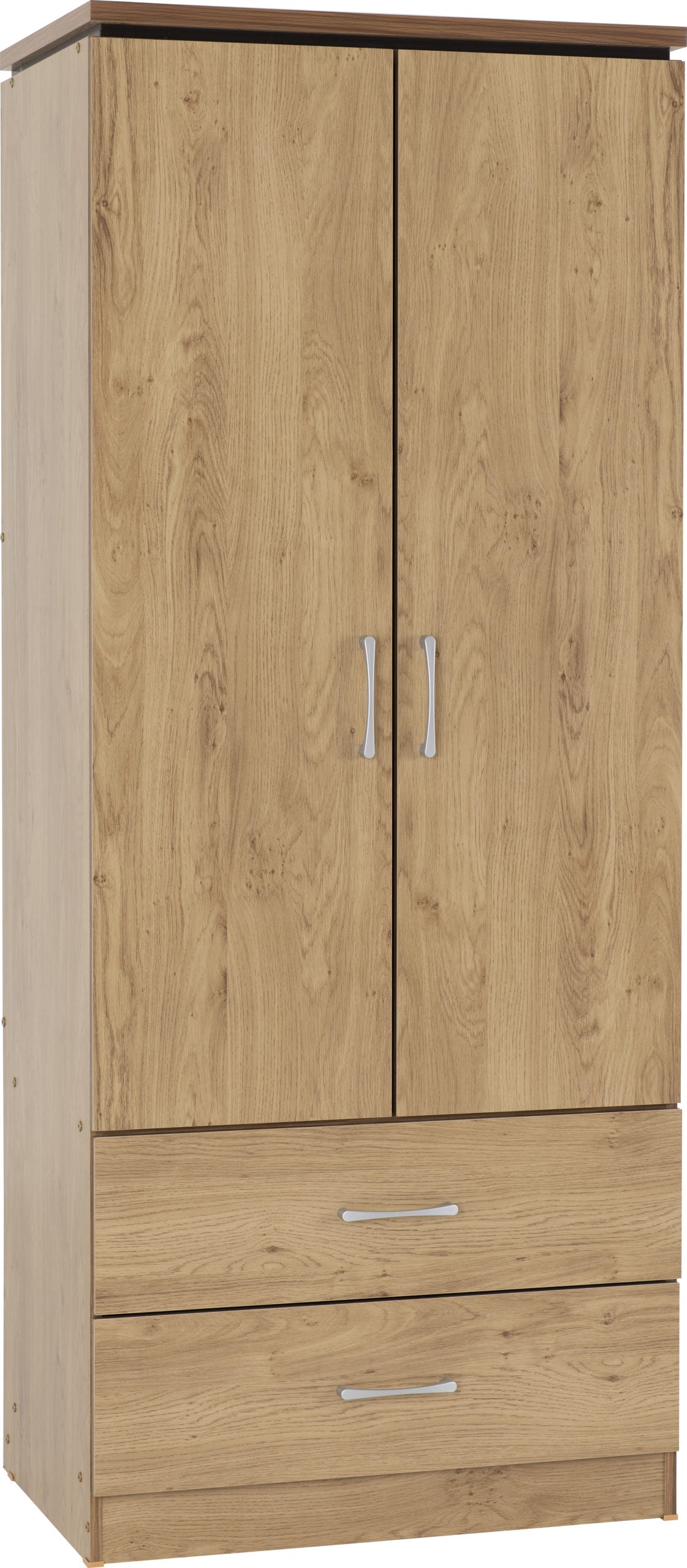 CHARLES 2 DOOR 2 DRAWER WARDROBE - OAK EFFECT VENEER