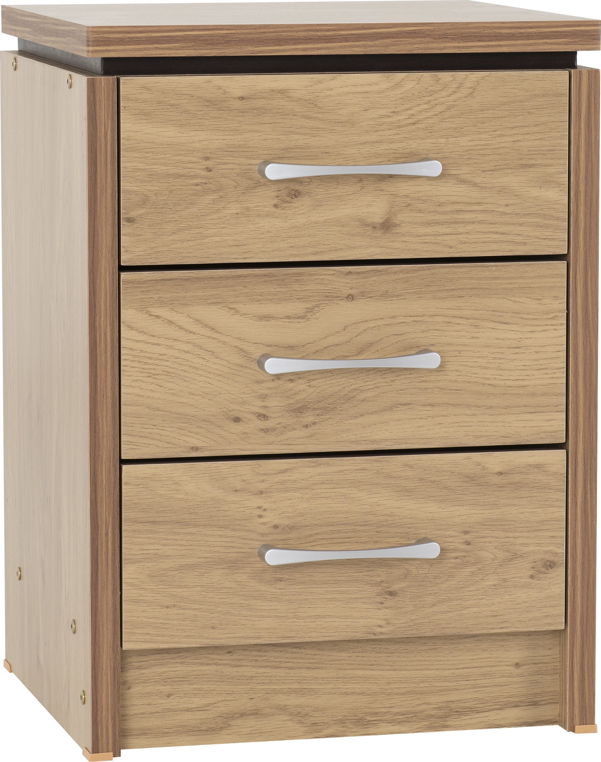 CHARLES 3 DRAWER BEDSIDE - OAK EFFECT VENEER