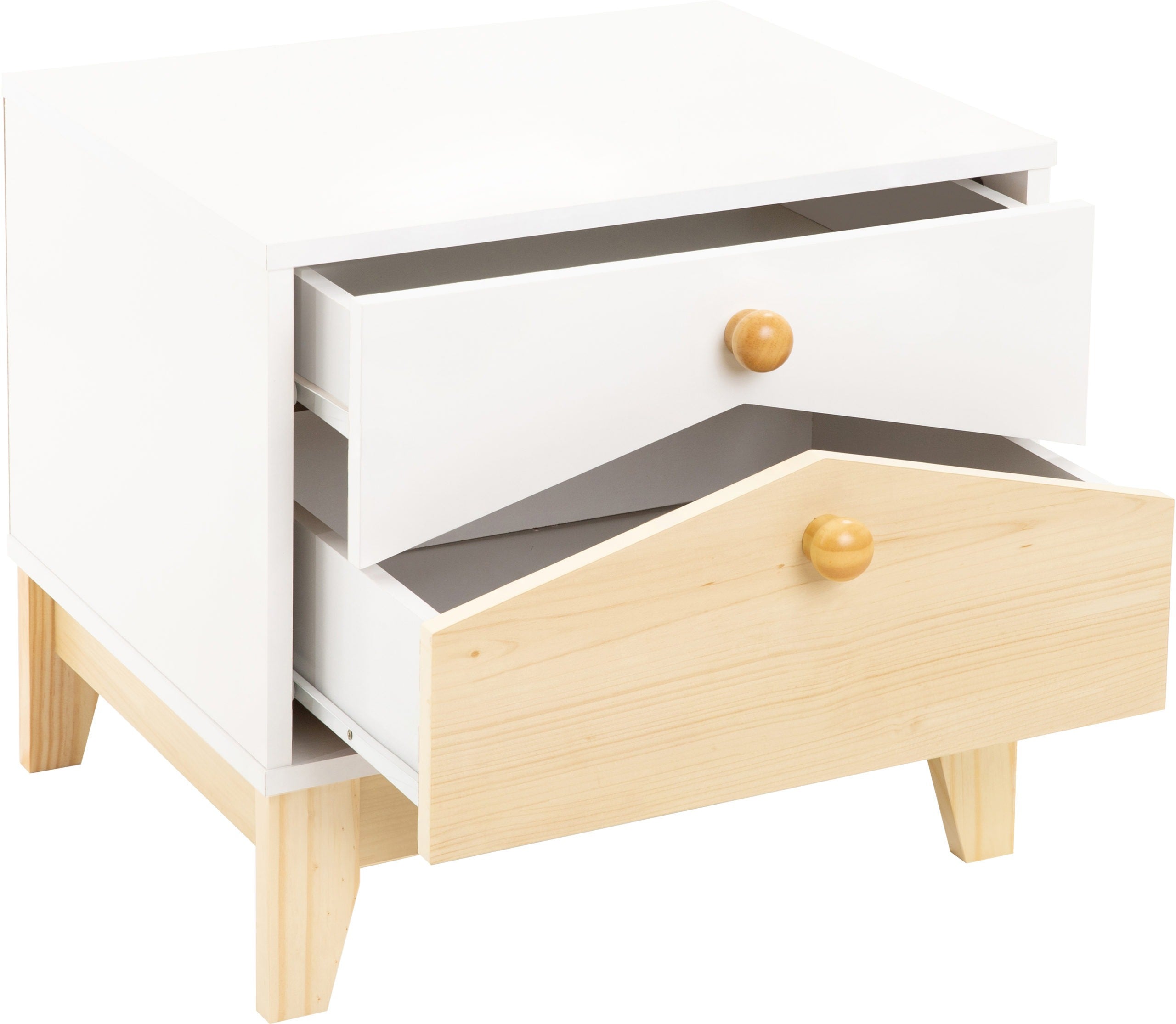 CODY 2 DRAWER BEDSIDE - WHITE/PINE EFFECT