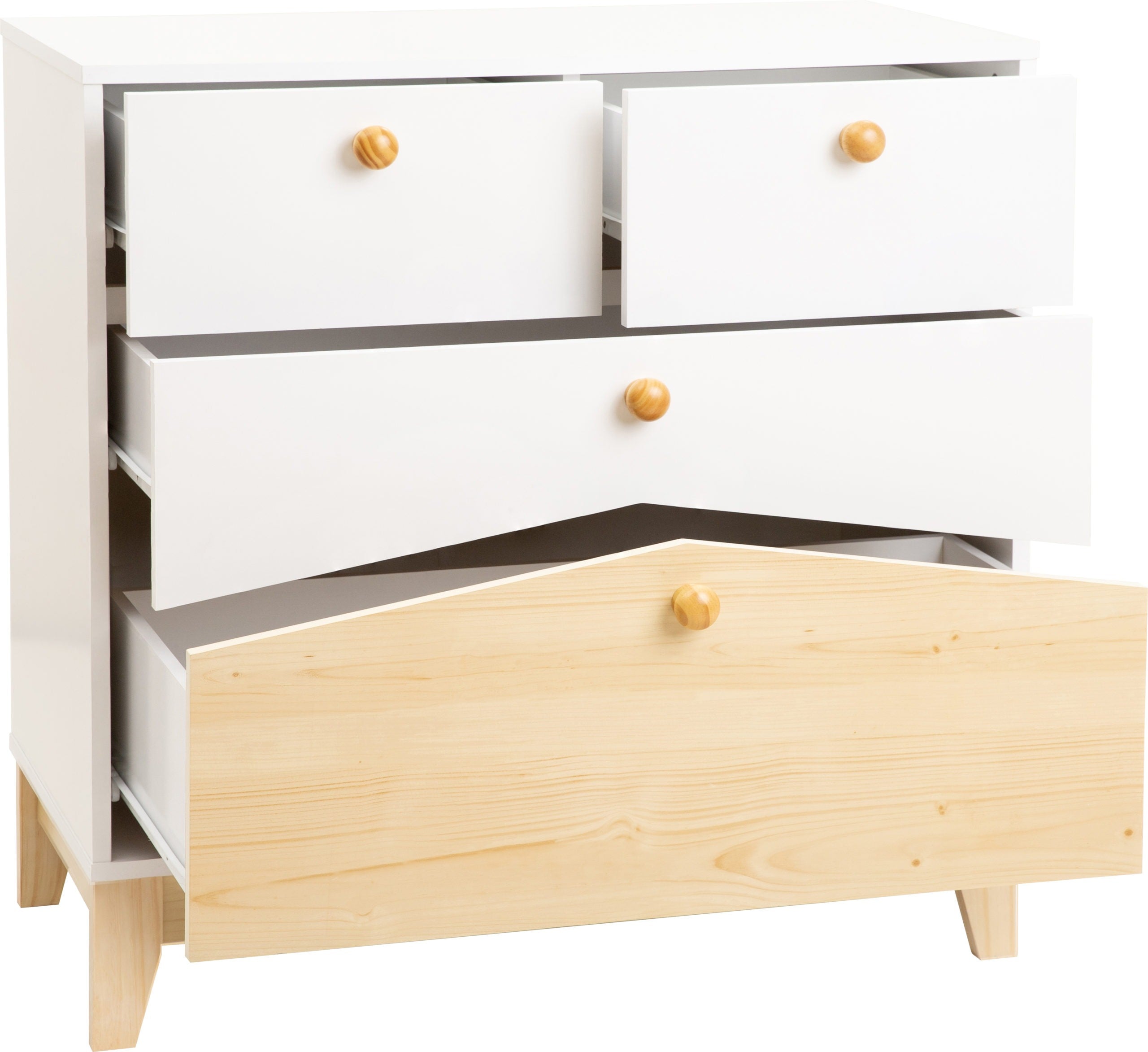 CODY 2+2 DRAWER CHEST - WHITE/PINE EFFECT