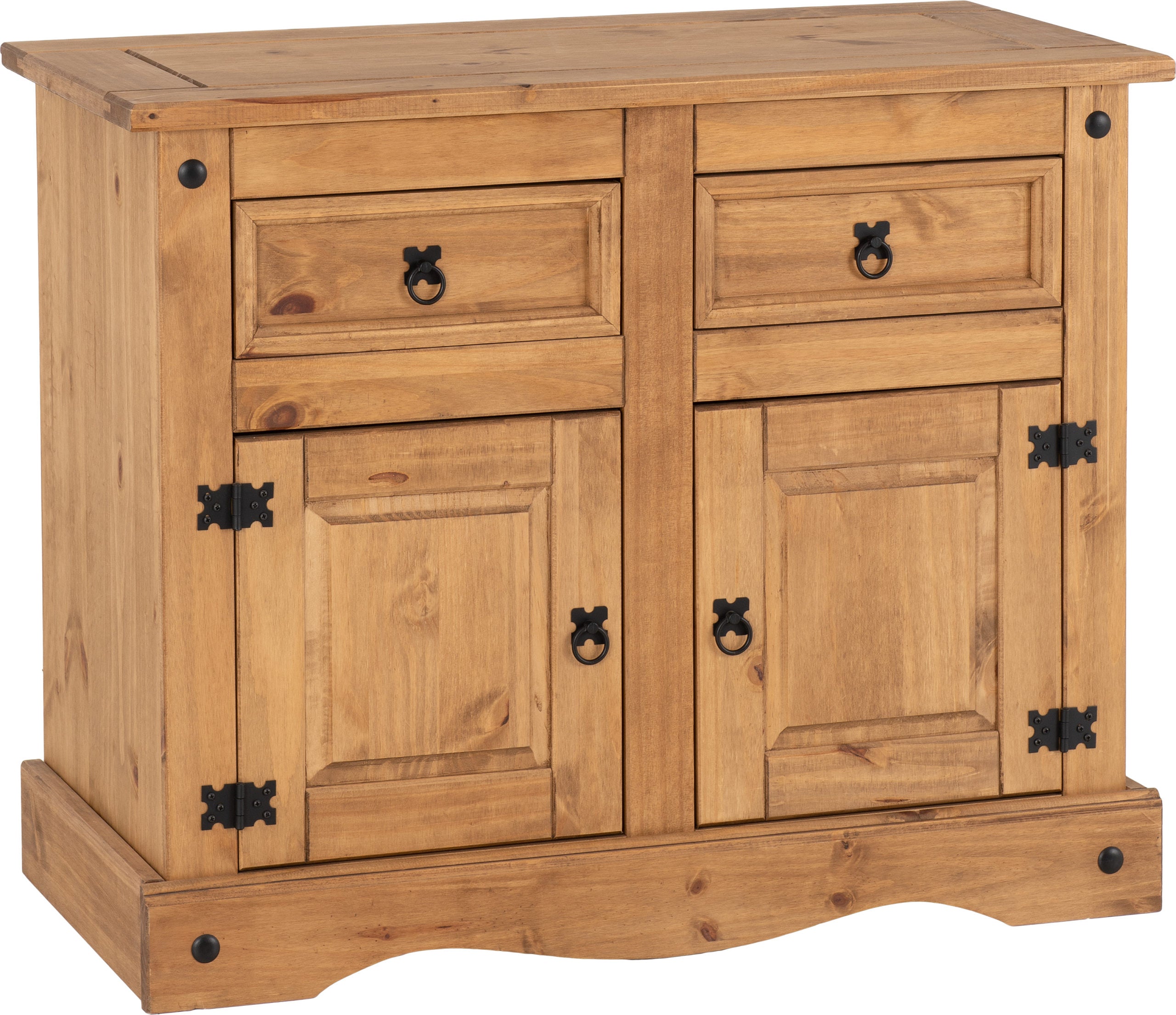 CORONA 2 DOOR 2 DRAWER SIDEBOARD - DISTRESSED WAXED PINE