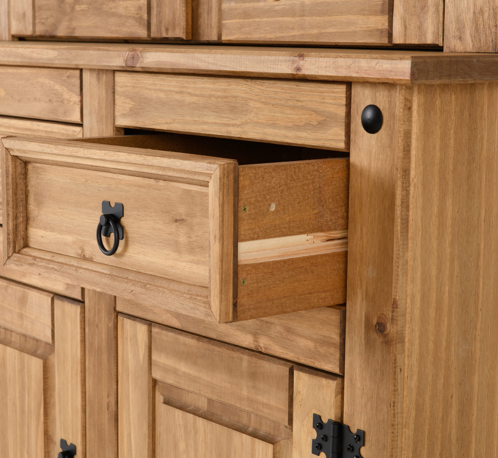 CORONA 3' BUFFET HUTCH - DISTRESSED WAXED PINE/GLASS