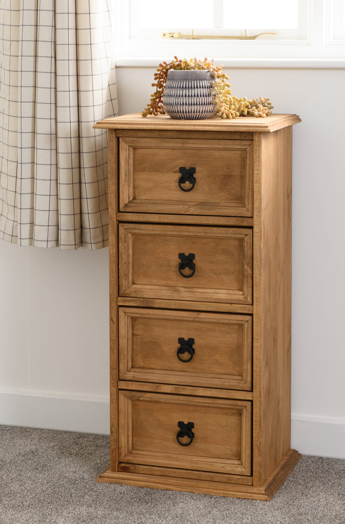 CORONA 4 DRAWER CD CHEST - DISTRESSED WAXED PINE