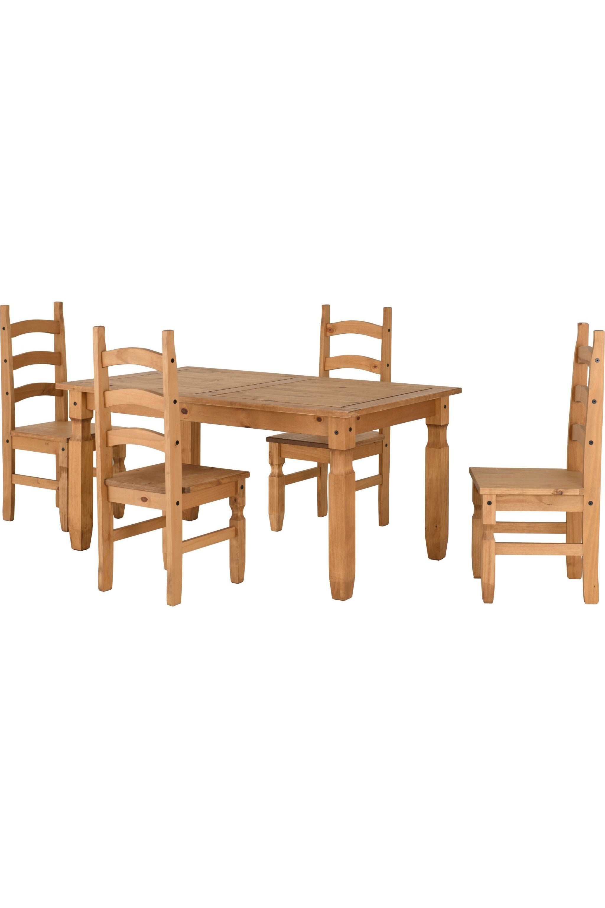 CORONA 5' DINING SET (X4 CHAIRS) - DISTRESSED WAXED PINE