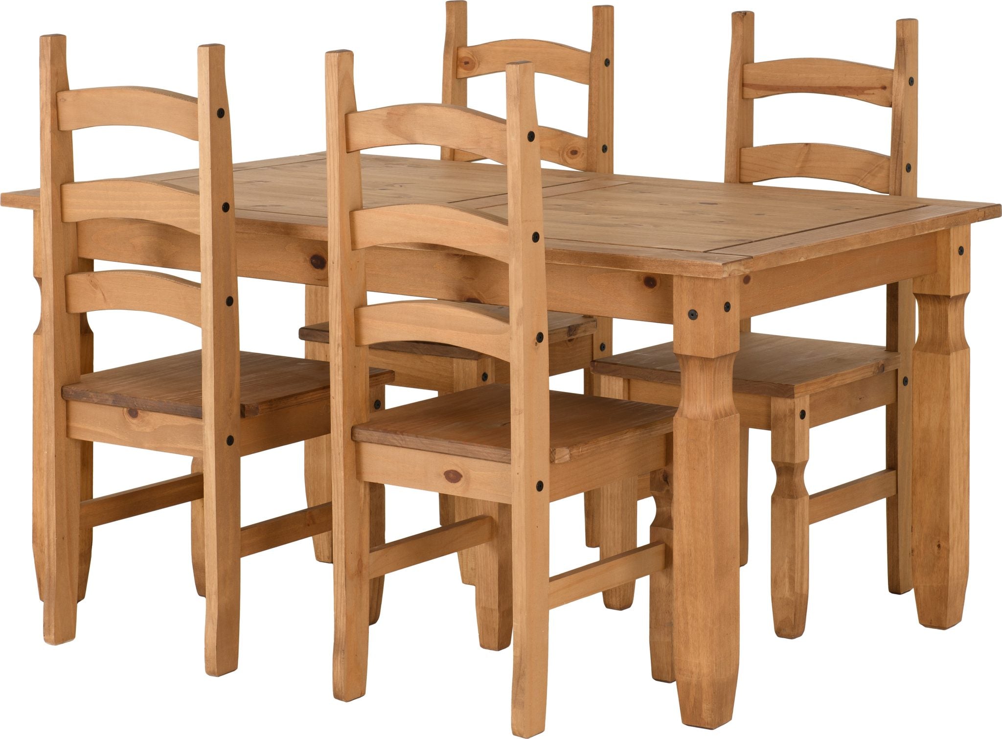 CORONA 5' DINING SET (X4 CHAIRS) - DISTRESSED WAXED PINE