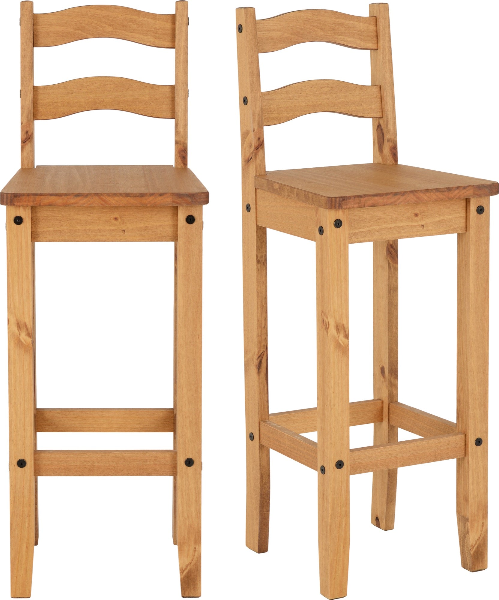 CORONA BAR CHAIR (PAIR) - DISTRESSED WAXED PINE