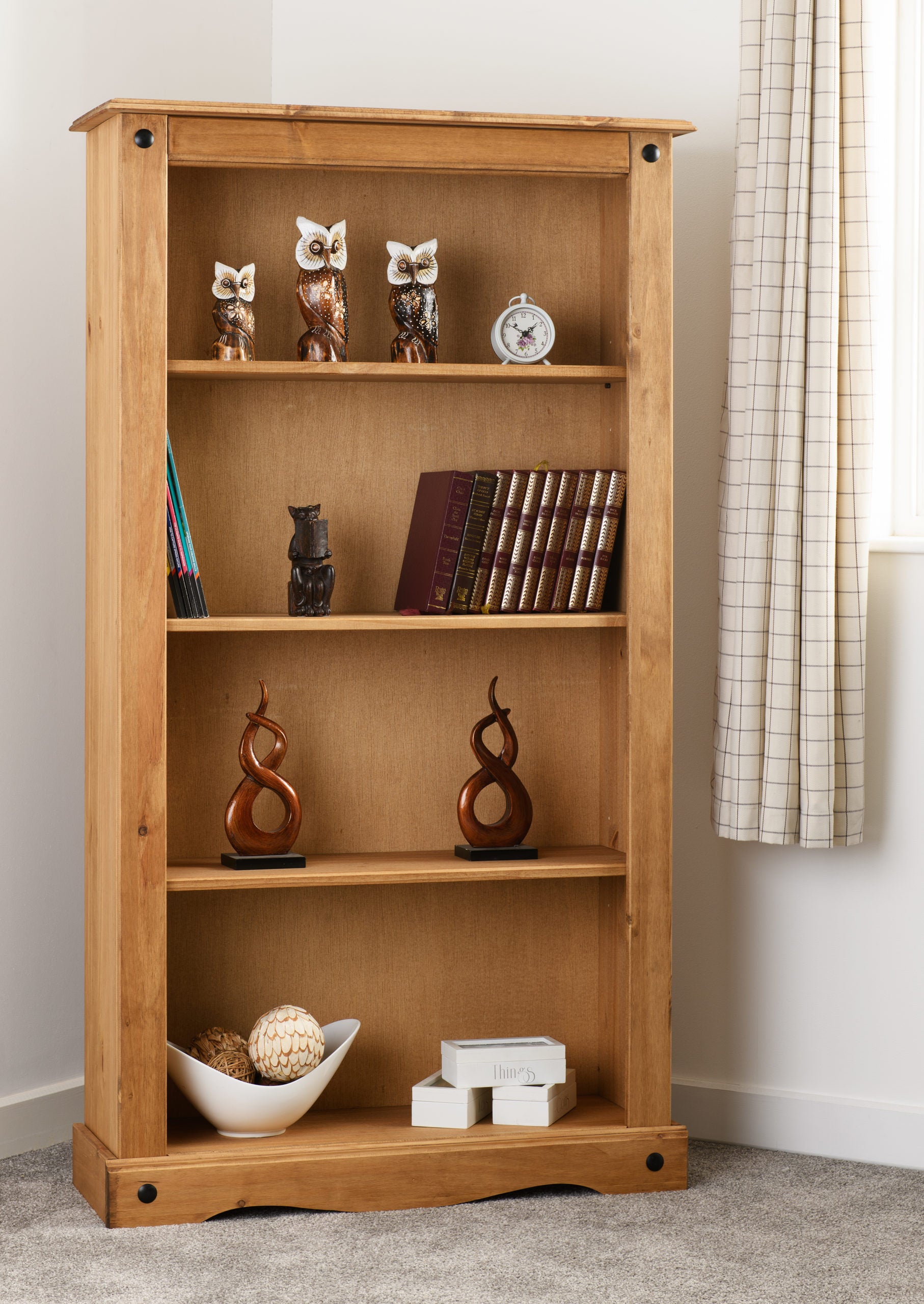 CORONA MEDIUM BOOKCASE - DISTRESSED WAXED PINE