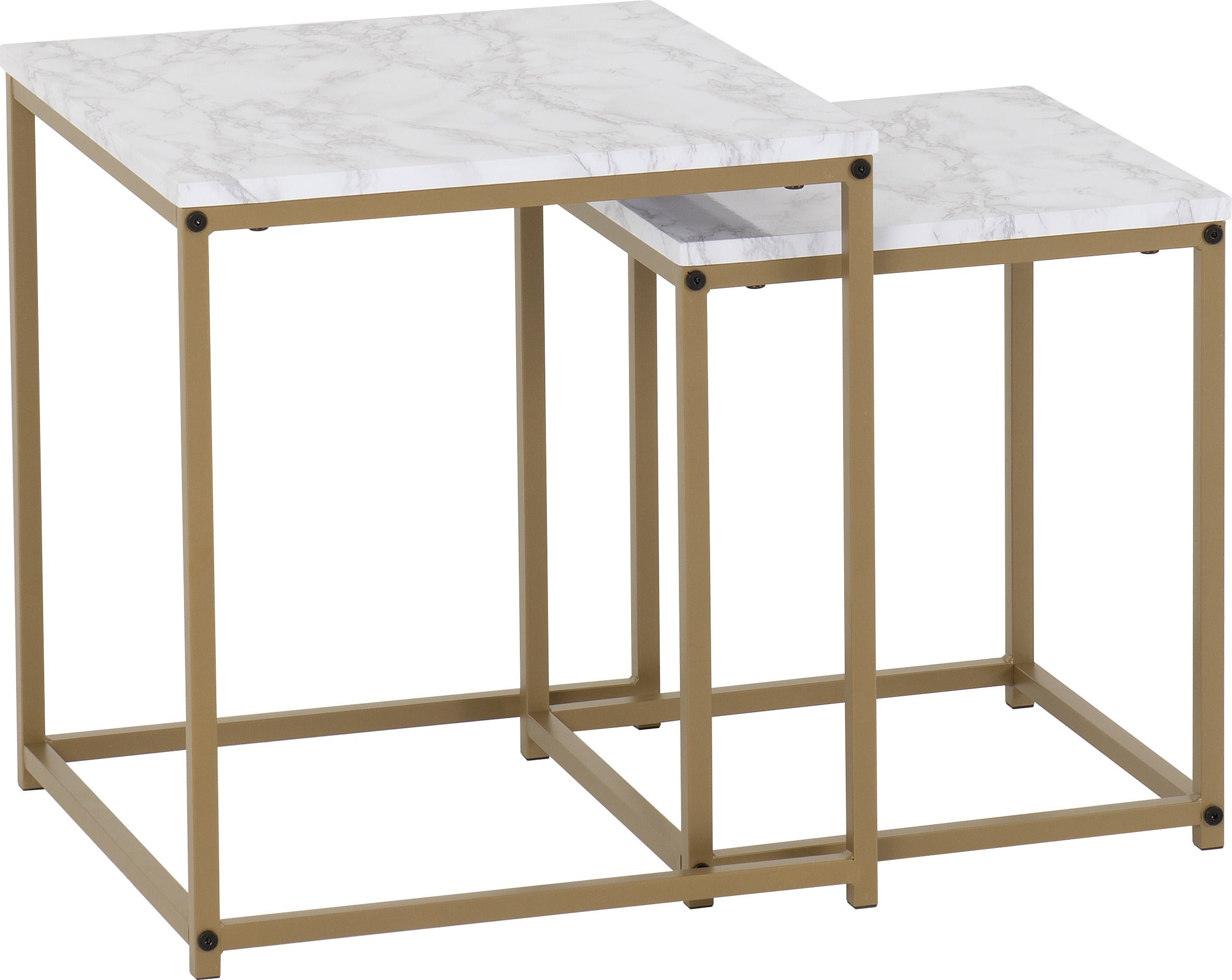 DALLAS NEST OF 2 TABLES - MARBLE/GOLD EFFECT