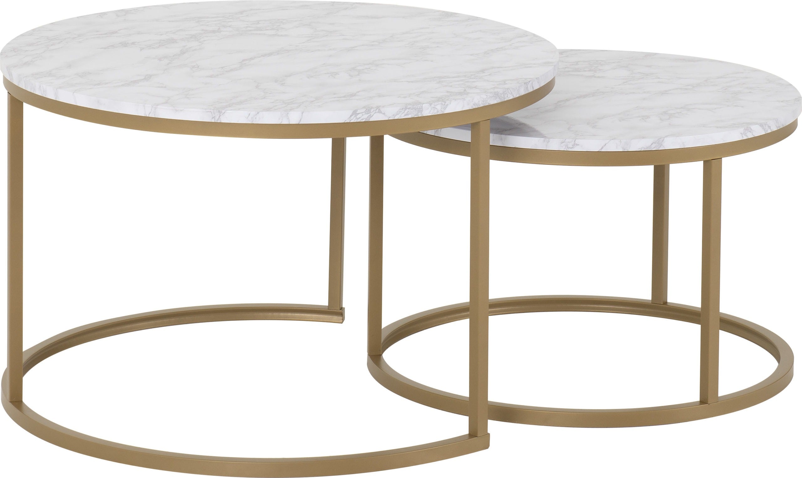 DALLAS ROUND COFFEE TABLE SET - MARBLE/GOLD EFFECT