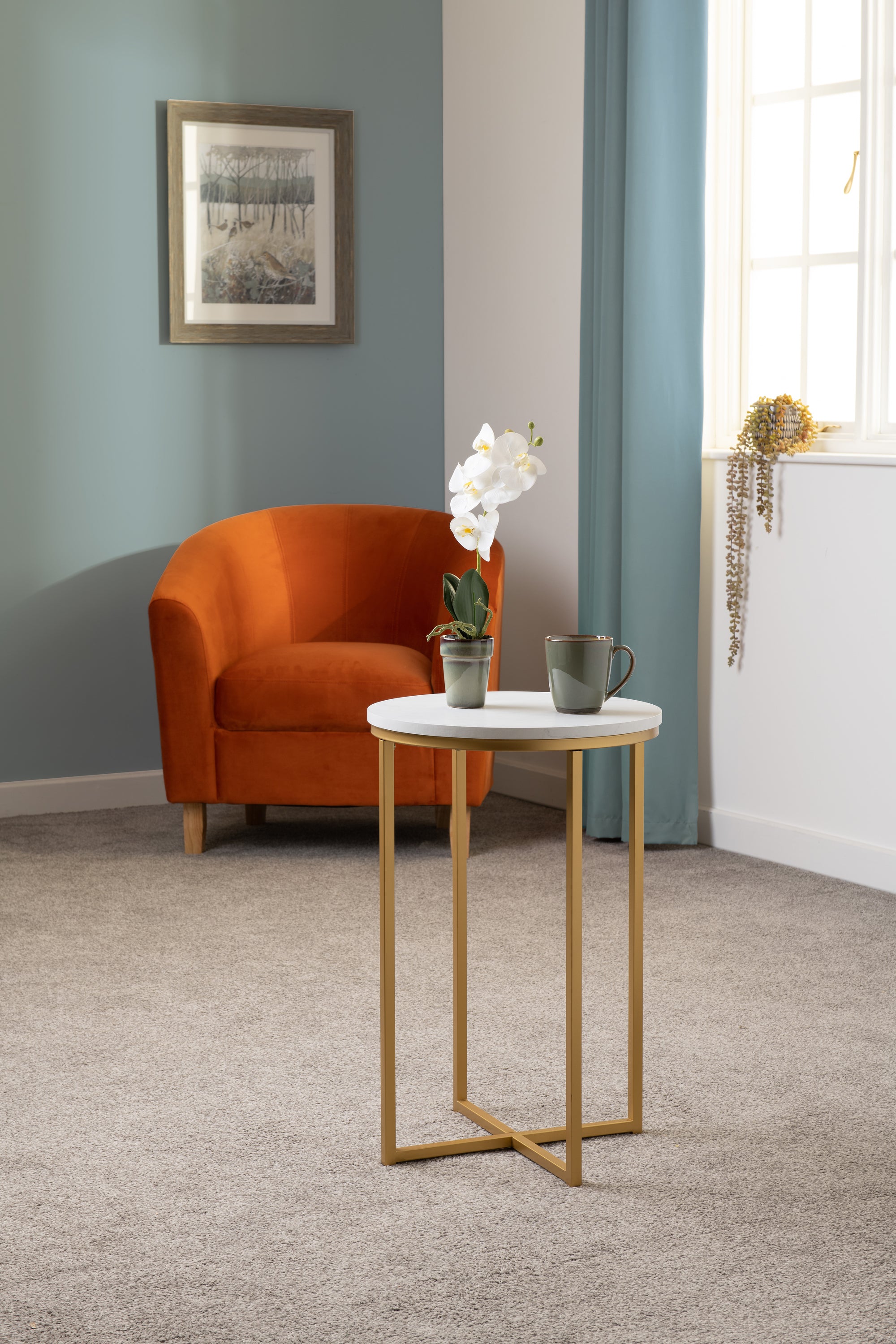 DALLAS SIDE TABLE - MARBLE/GOLD EFFECT