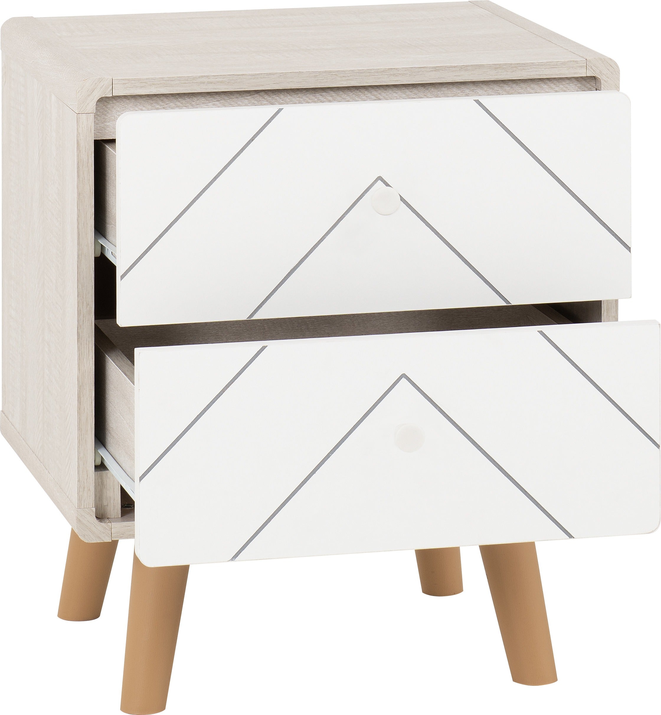 DIXIE 2 DRAWER BEDSIDE - DUSTY GREY/WHITE