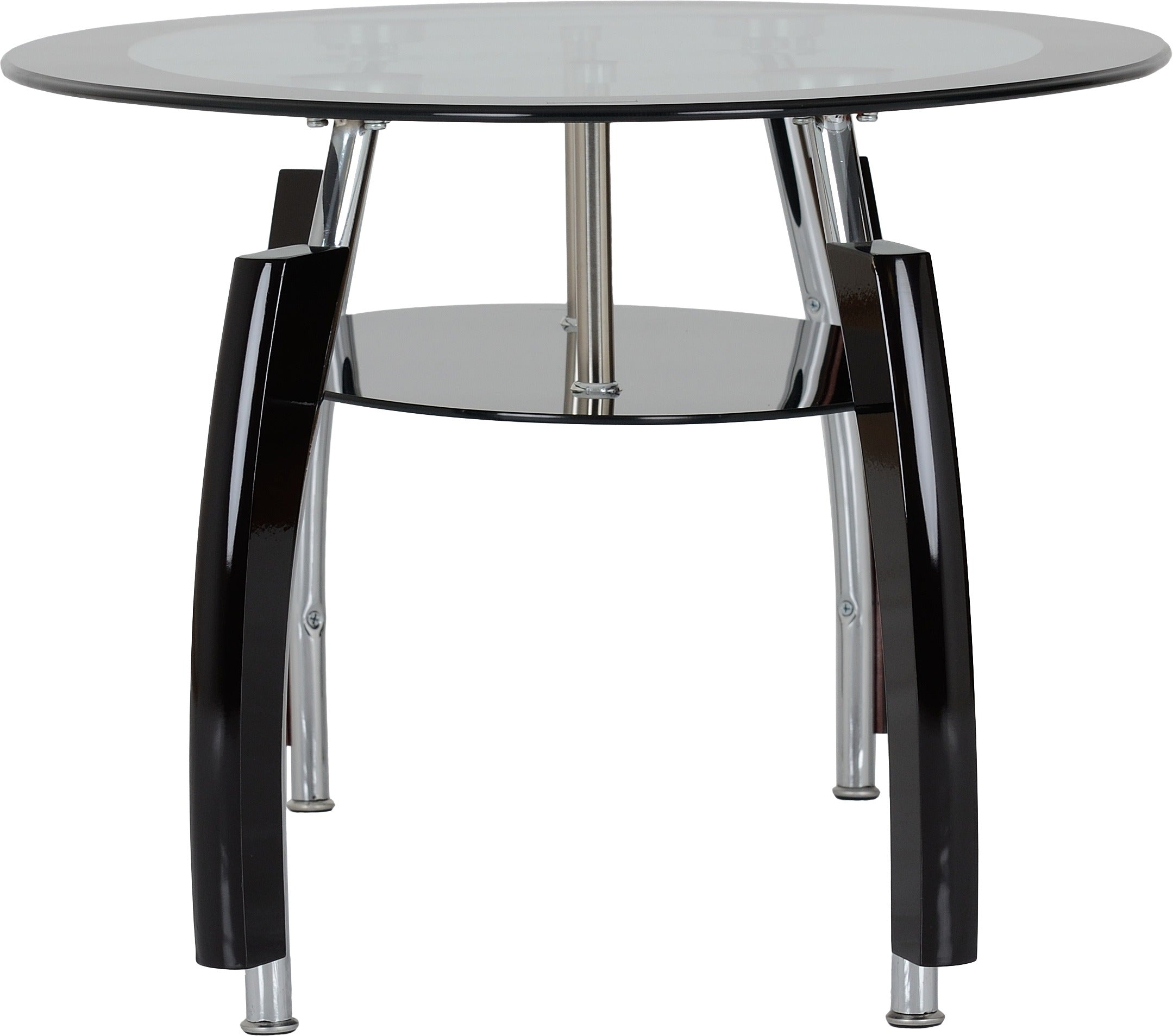 ELENA COFFEE TABLE - CLEAR/BLACK GLASS/SILVER/BLACK