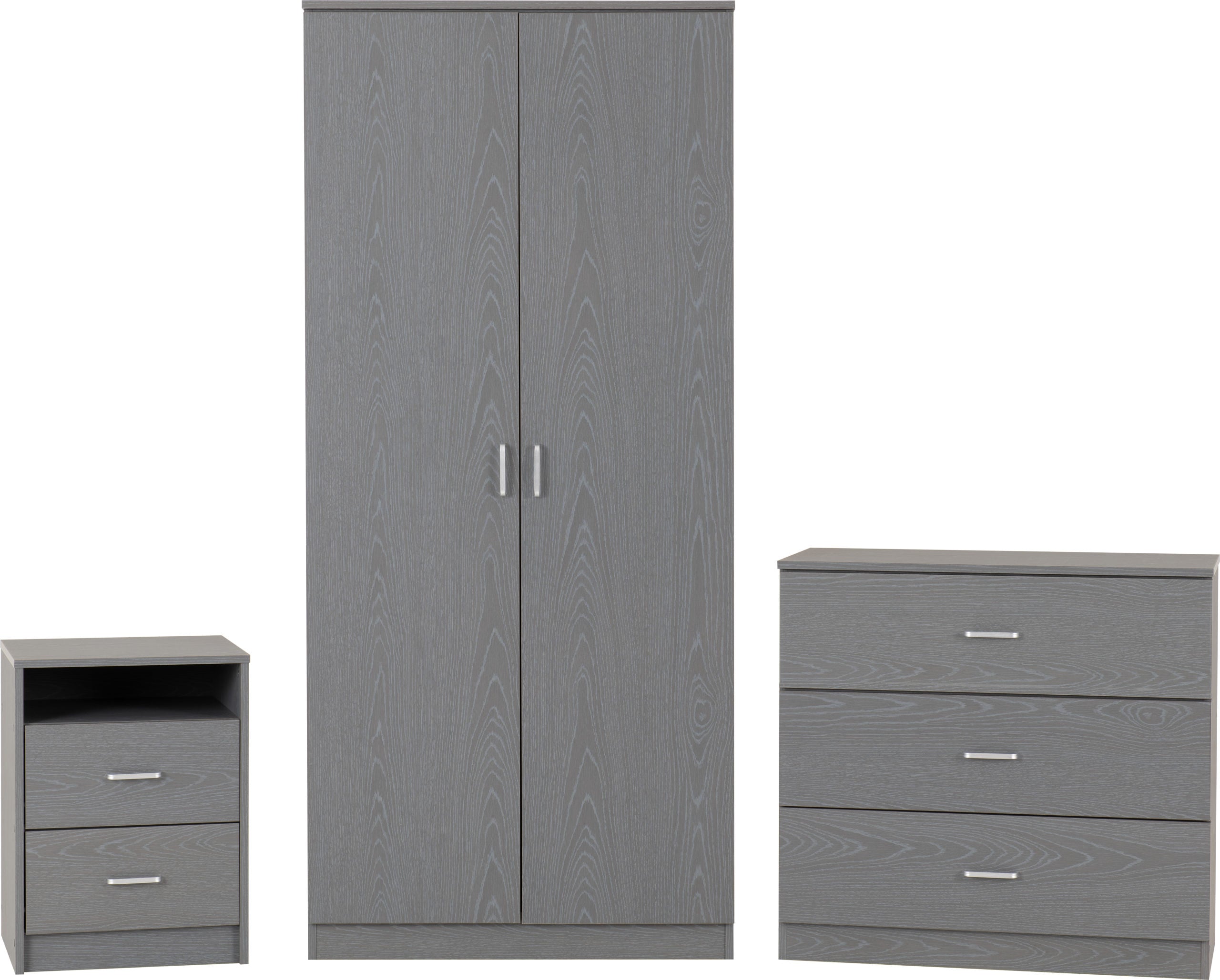 FELIX 2 DRAWER BEDSIDE - GREY