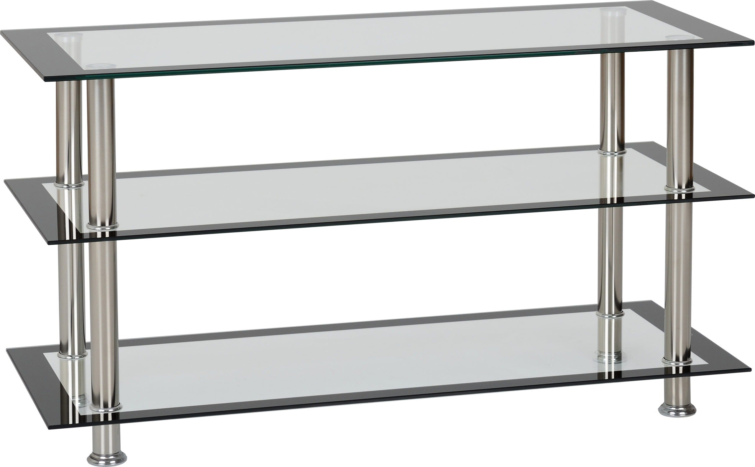 HARLEQUIN TV UNIT - CLEAR GLASS/BLACK BORDER/SILVER