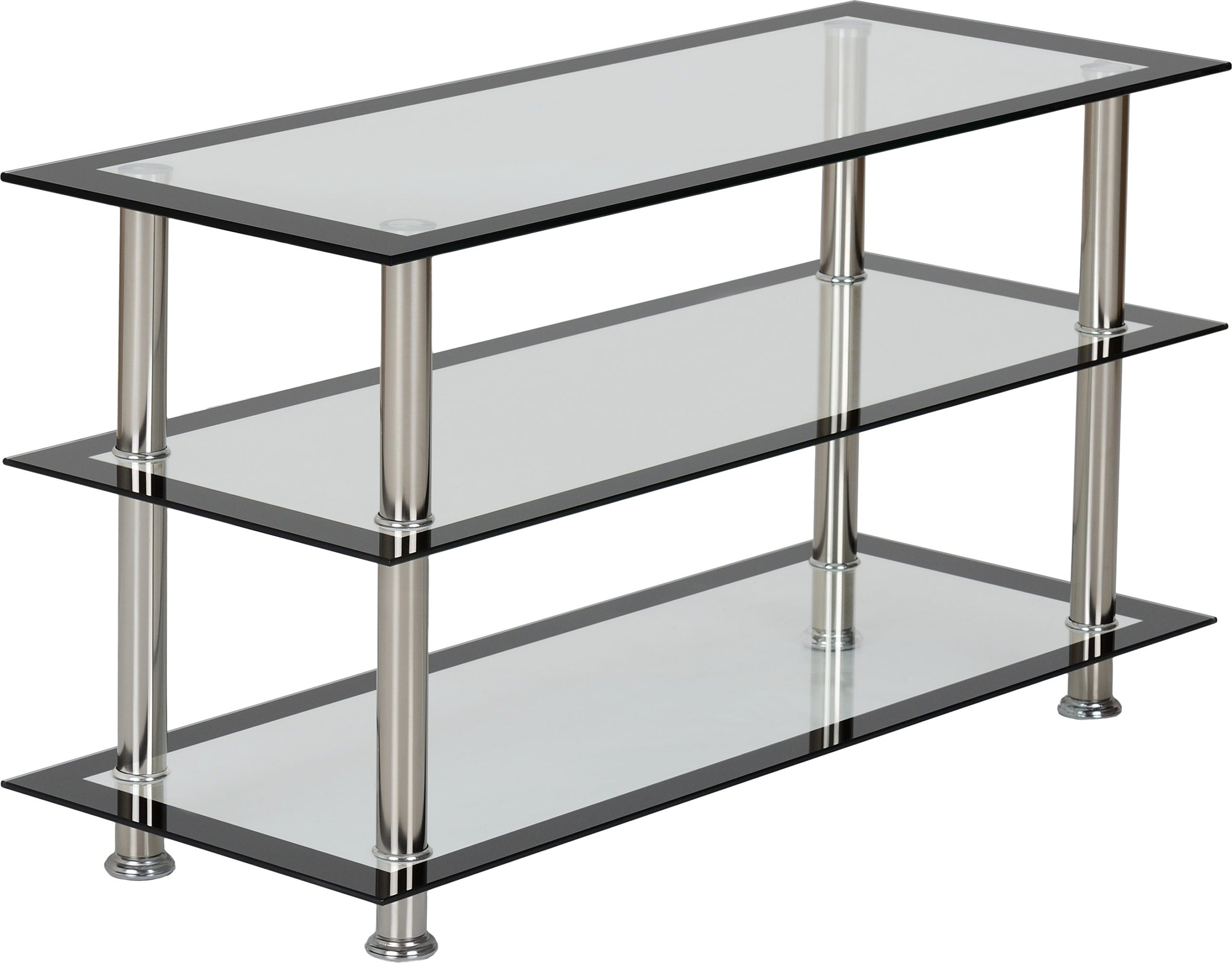 HARLEQUIN TV UNIT - CLEAR GLASS/BLACK BORDER/SILVER