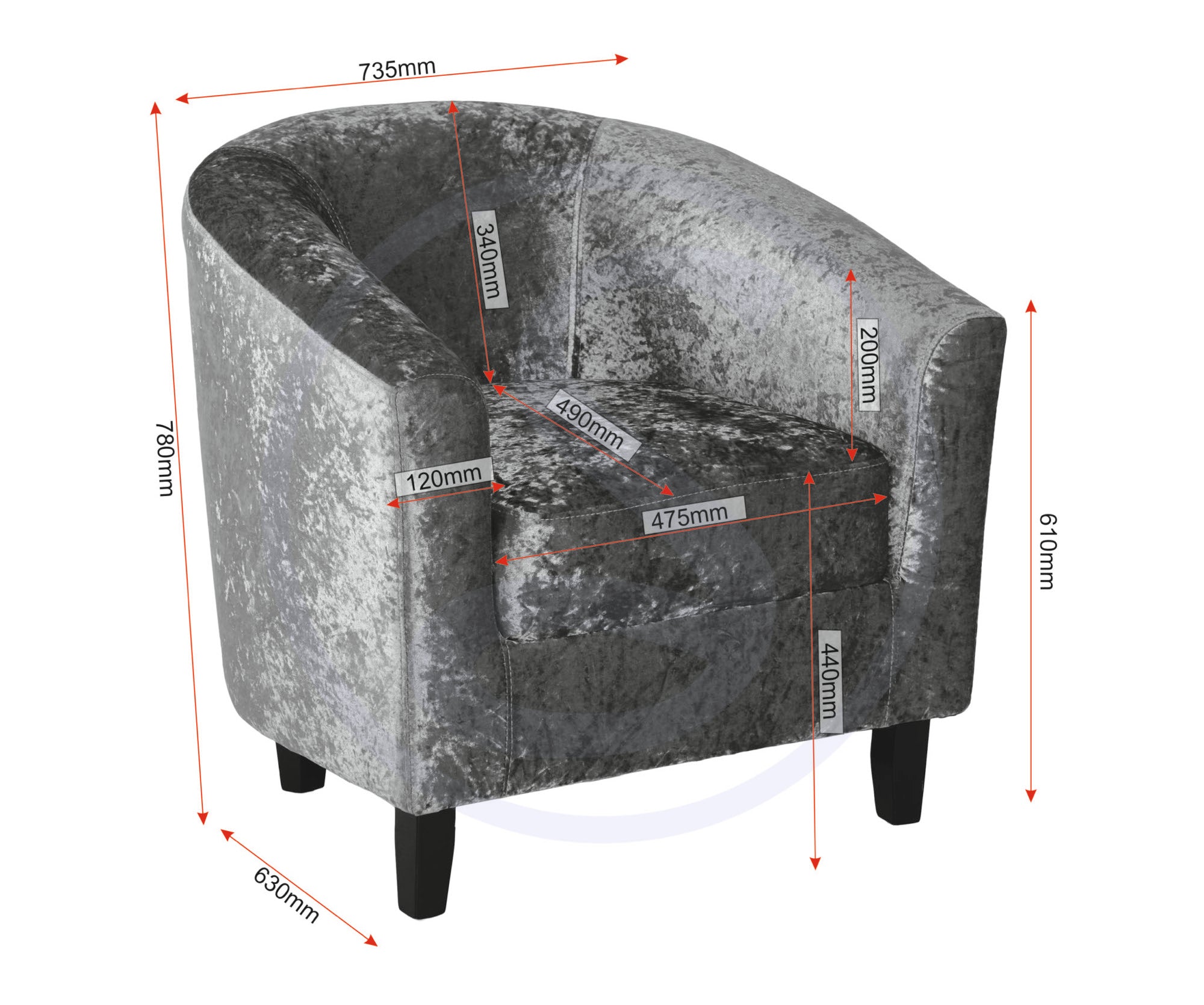 HAMMOND TUB CHAIR - SILVER FABRIC