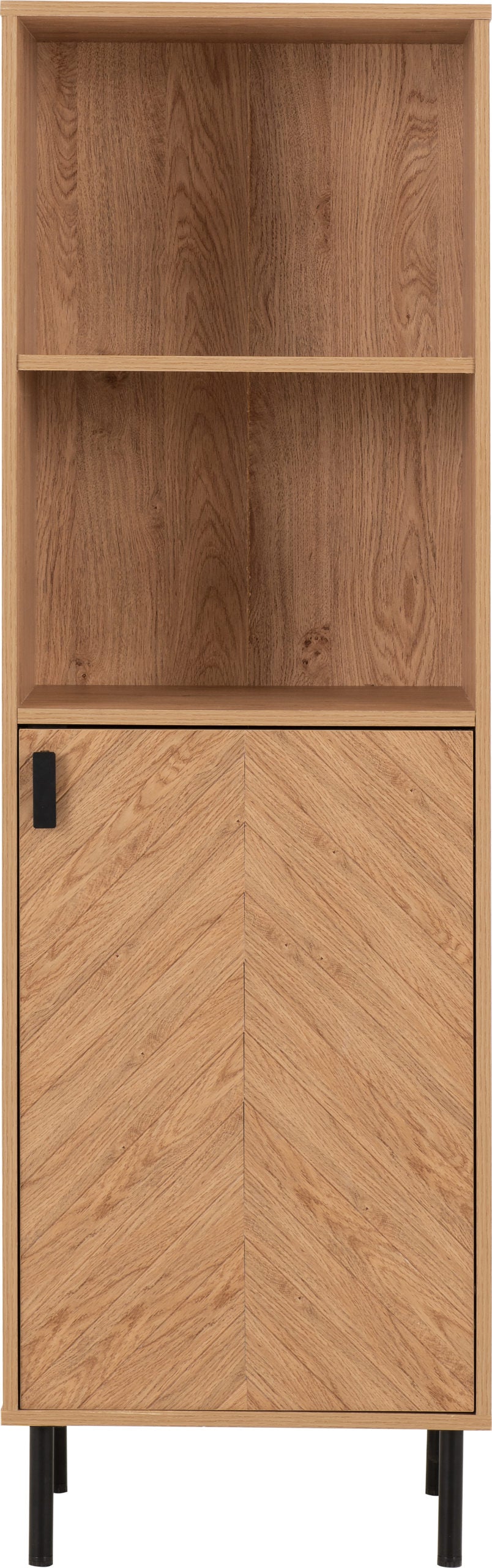 LEON 1 DOOR 2 SHELF CABINET - MEDIUM OAK EFFECT