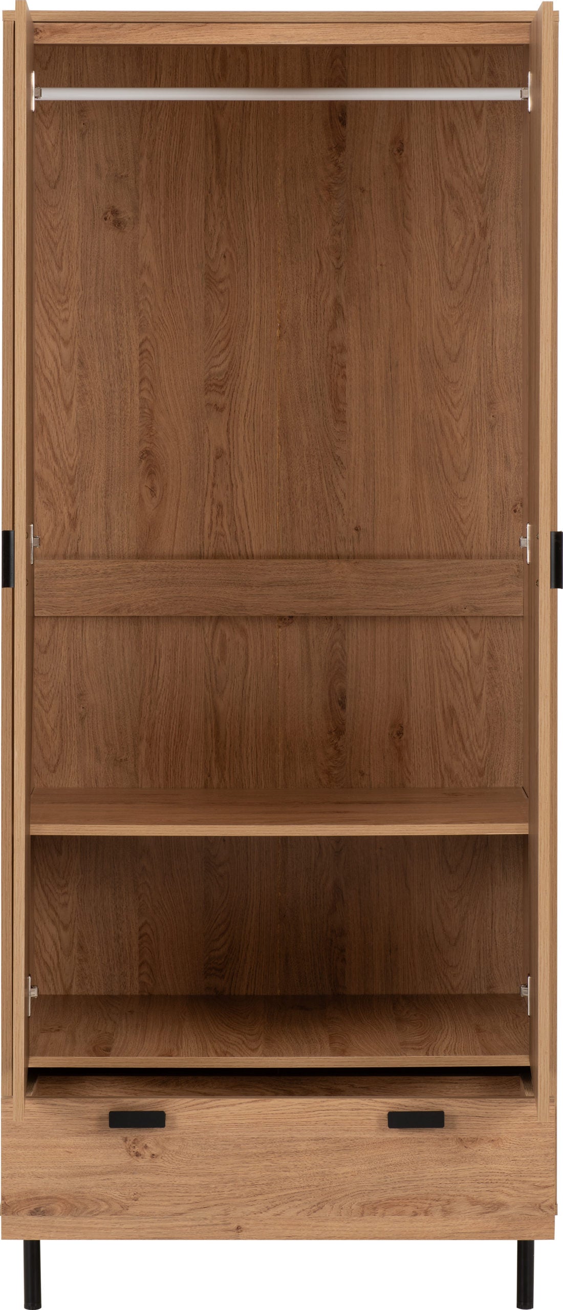 LEON 2 DOOR 1 DRAWER WARDROBE - MEDIUM OAK EFFECT