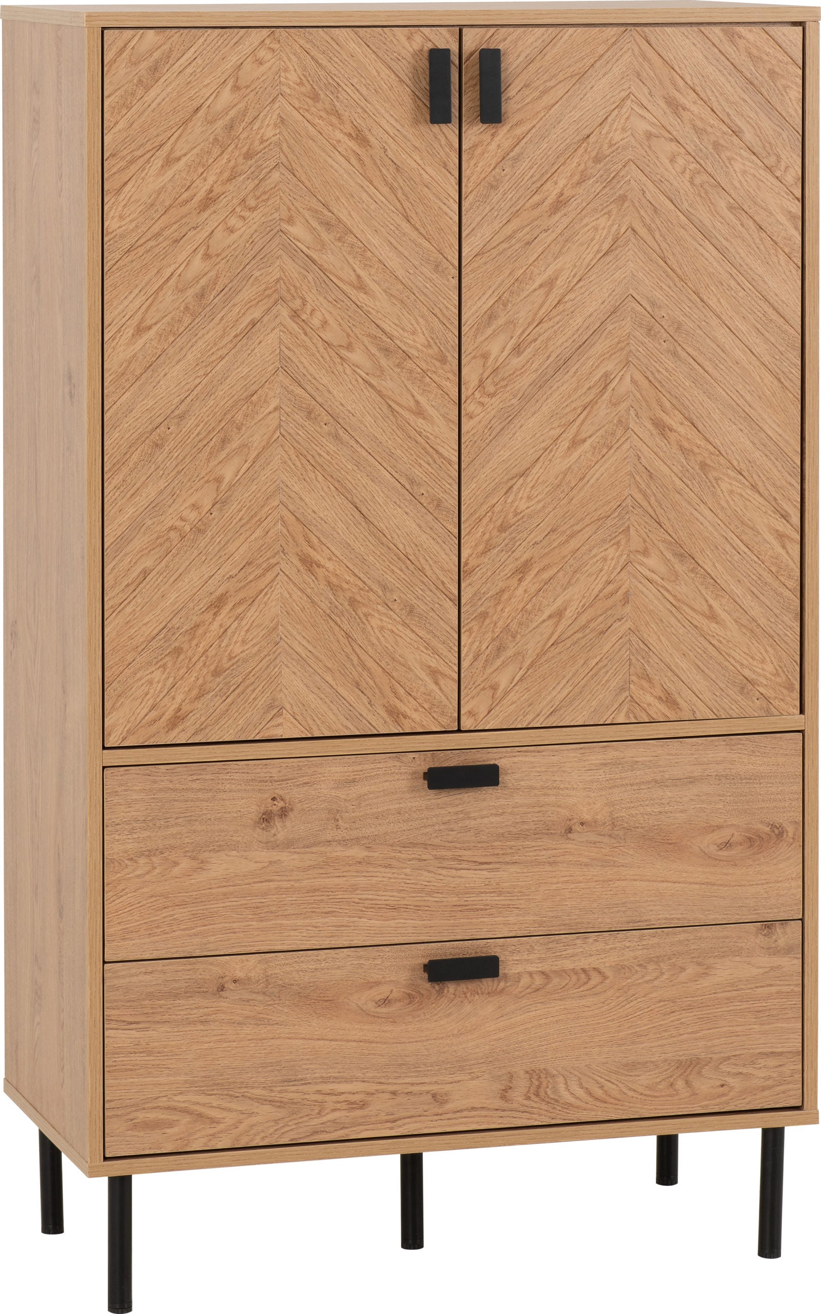 LEON 2 DOOR 2 DRAWER CABINET - MEDIUM OAK EFFECT