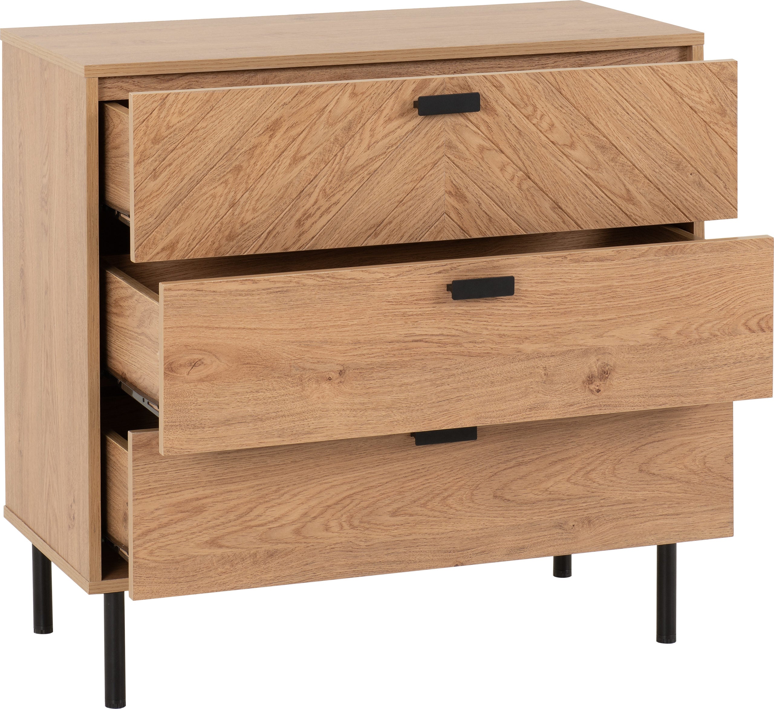 LEON 3 DRAWER CHEST - MEDIUM OAK EFFECT