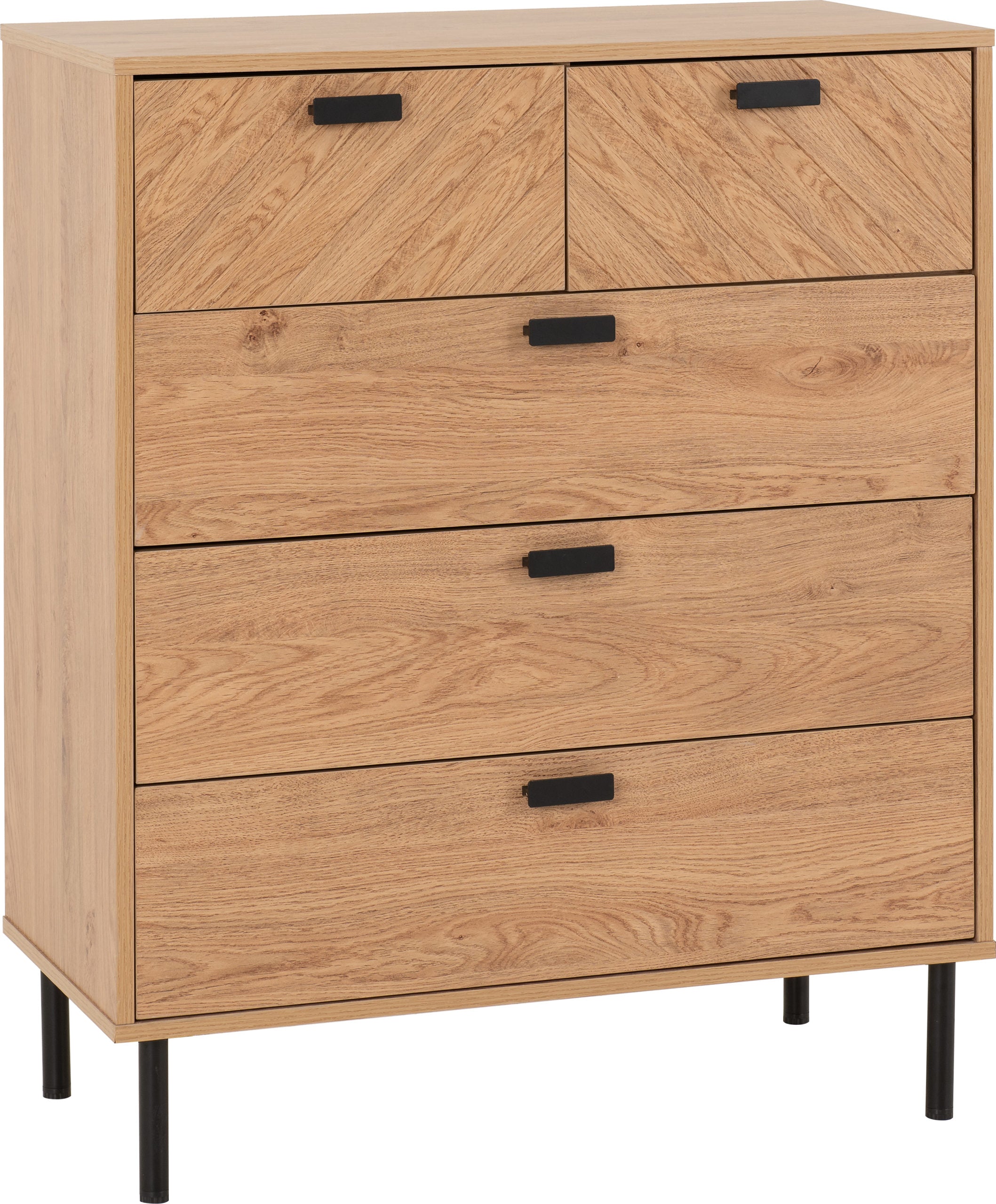 LEON 3+2 DRAWER CHEST - MEDIUM OAK EFFECT