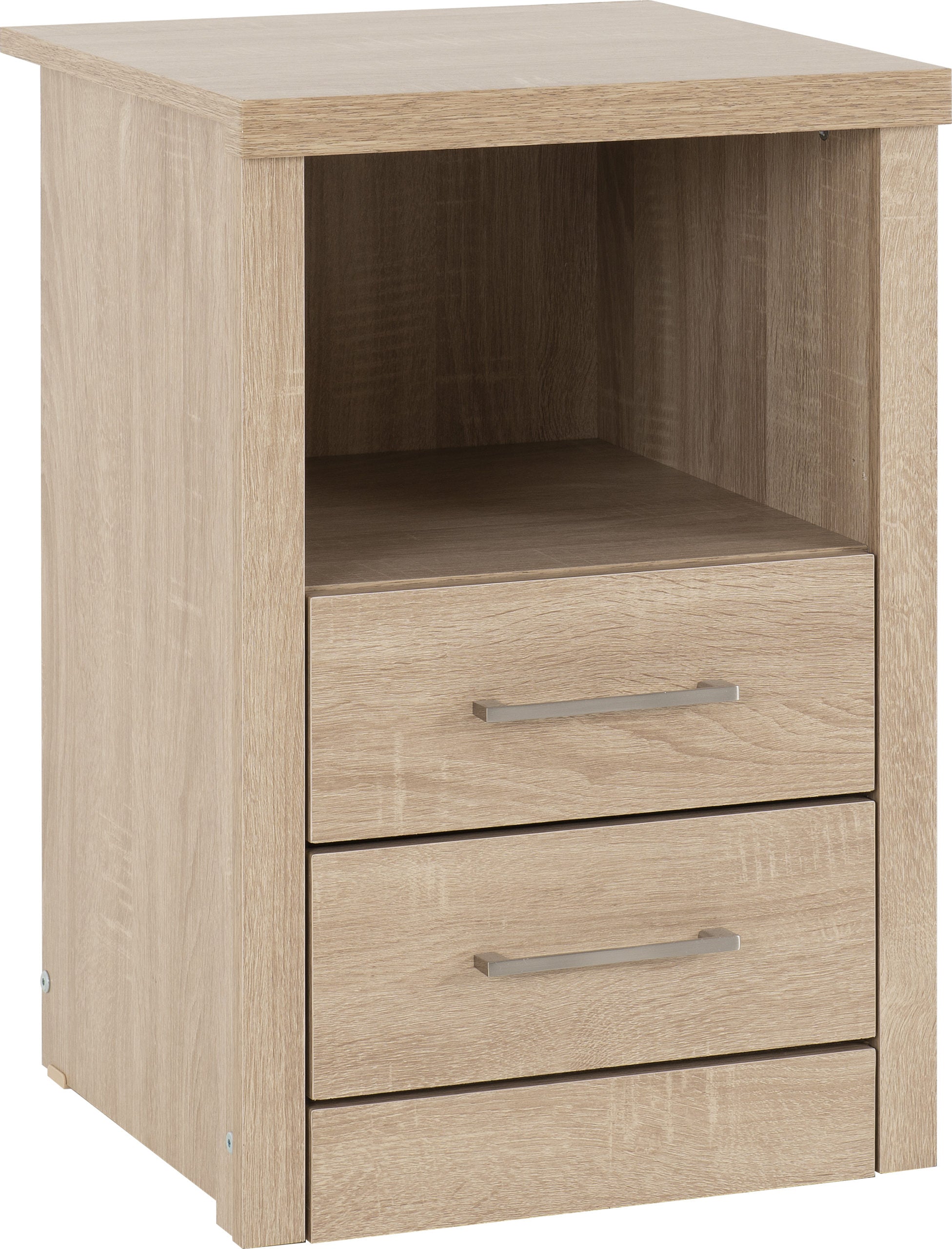 LISBON 2 DRAWER BEDSIDE - LIGHT OAK EFFECT VENEER