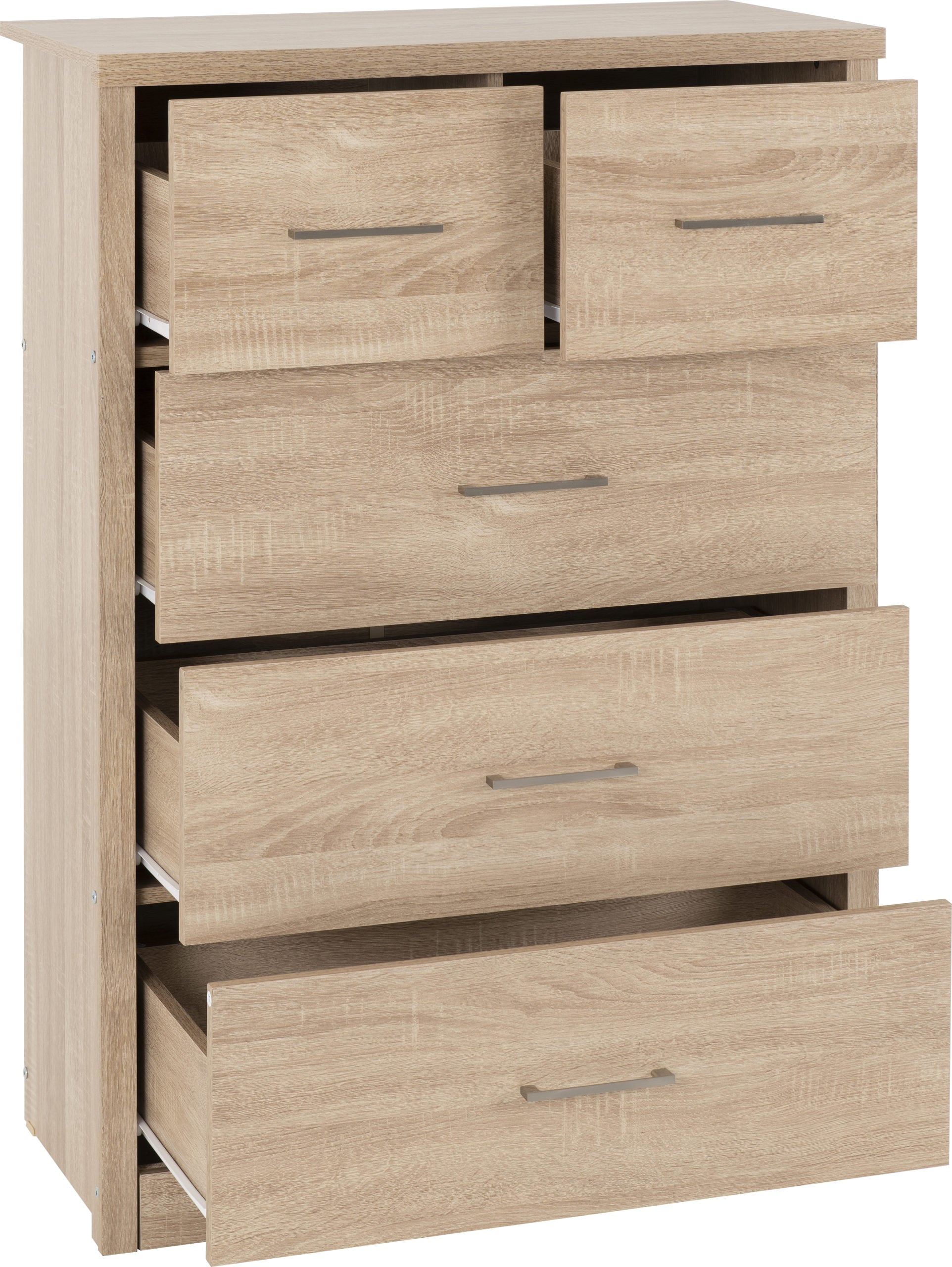 LISBON 3+2 DRAWER CHEST - LIGHT OAK EFFECT VENEER