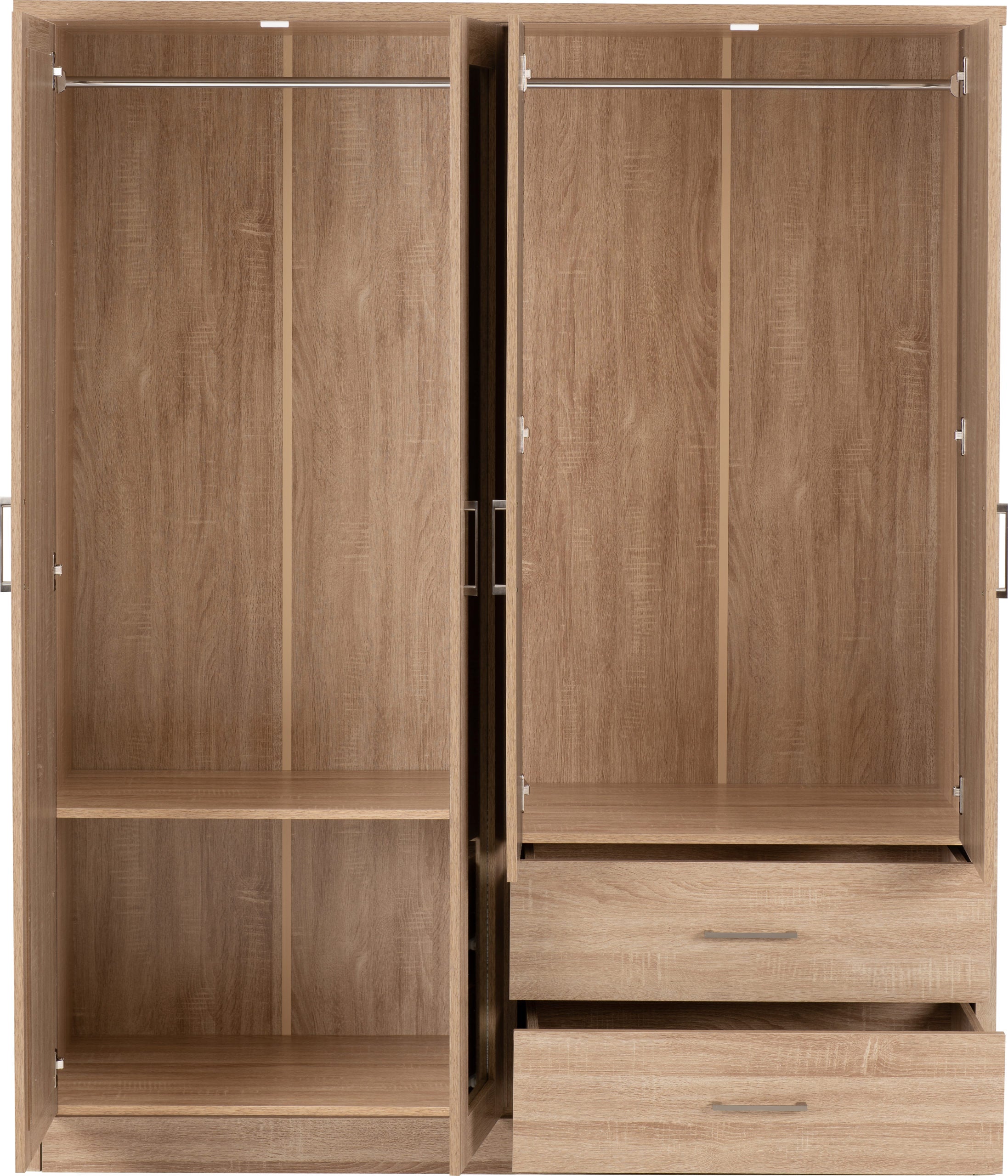 LISBON 4 DOOR WARDROBE - LIGHT OAK EFFECT VENEER