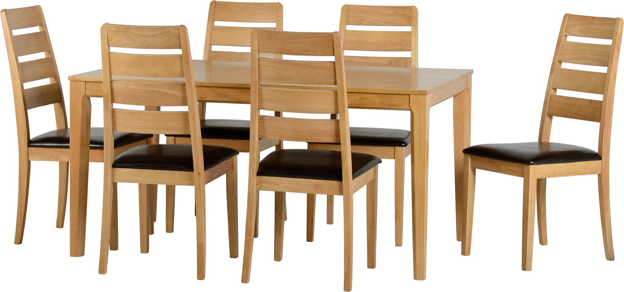 LOGAN DINING CHAIR (X2 PER BOX) - OAK VARNISH/BROWN PU