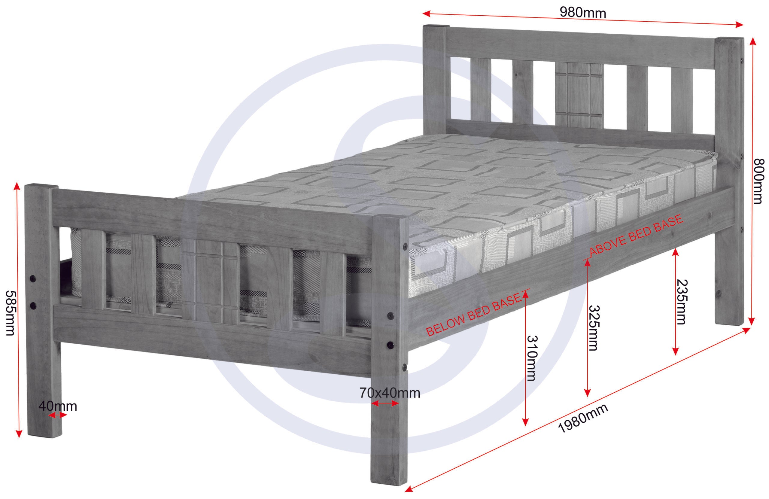 RIO 3' BED - DISTRESSED WAXED PINE